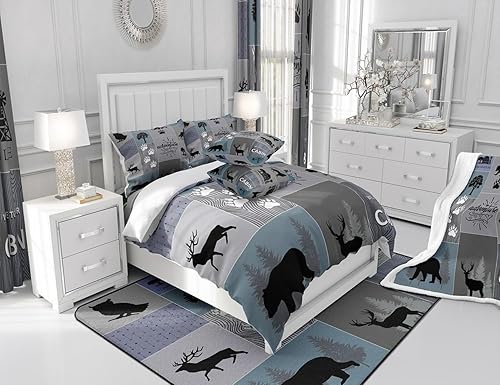 Miniatura 6 de Manfei Juego de sábanas retro de tamaño matrimonial, juego de ropa de cama de retazos de aventura para decoración de habitación de niños y niñas,