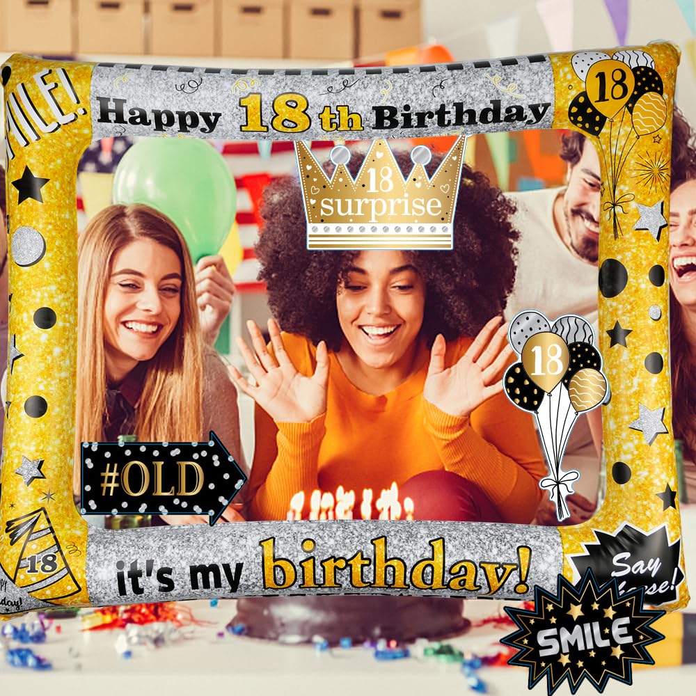 Flintronic 18e verjaardag decoratie fotorekwisieten, zwart goud