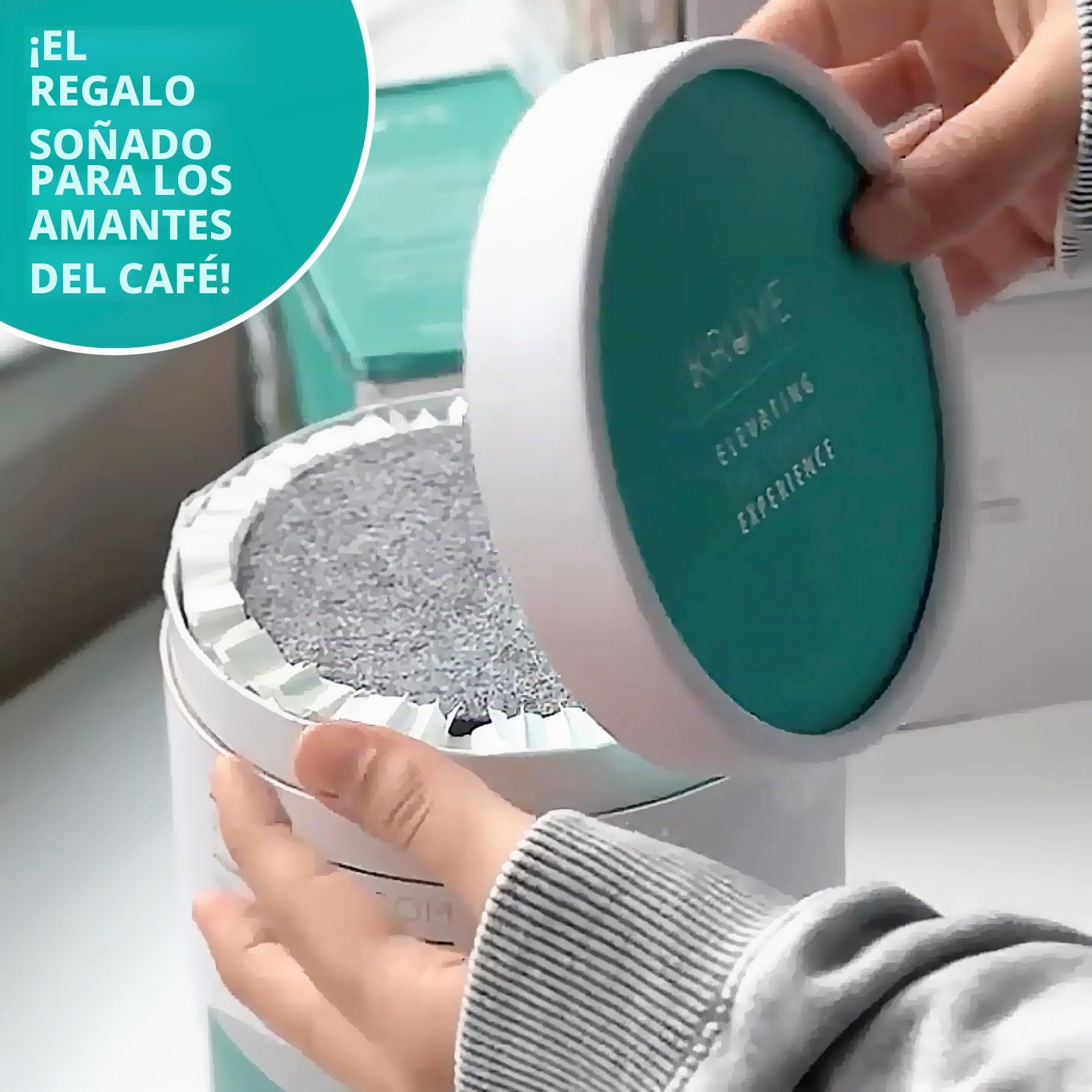 KRUVE Imagina tazas de café con leche de porcelana, tazas de café con doble pared, juego de dos tazas de vidrio - diseño esférico térmico de 5 oz, tazas de café aisladas para retener el calor (negro)