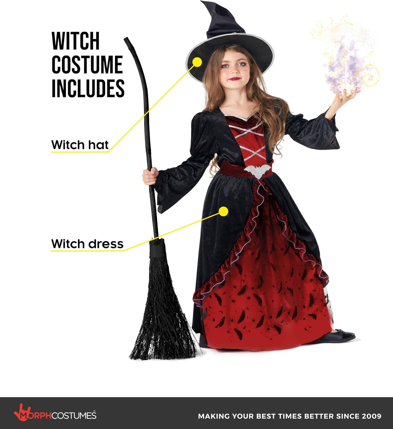 Morph Witch Costume Kids, Witch Costume For Girls, Halloween Costumes For Girls And Toddler