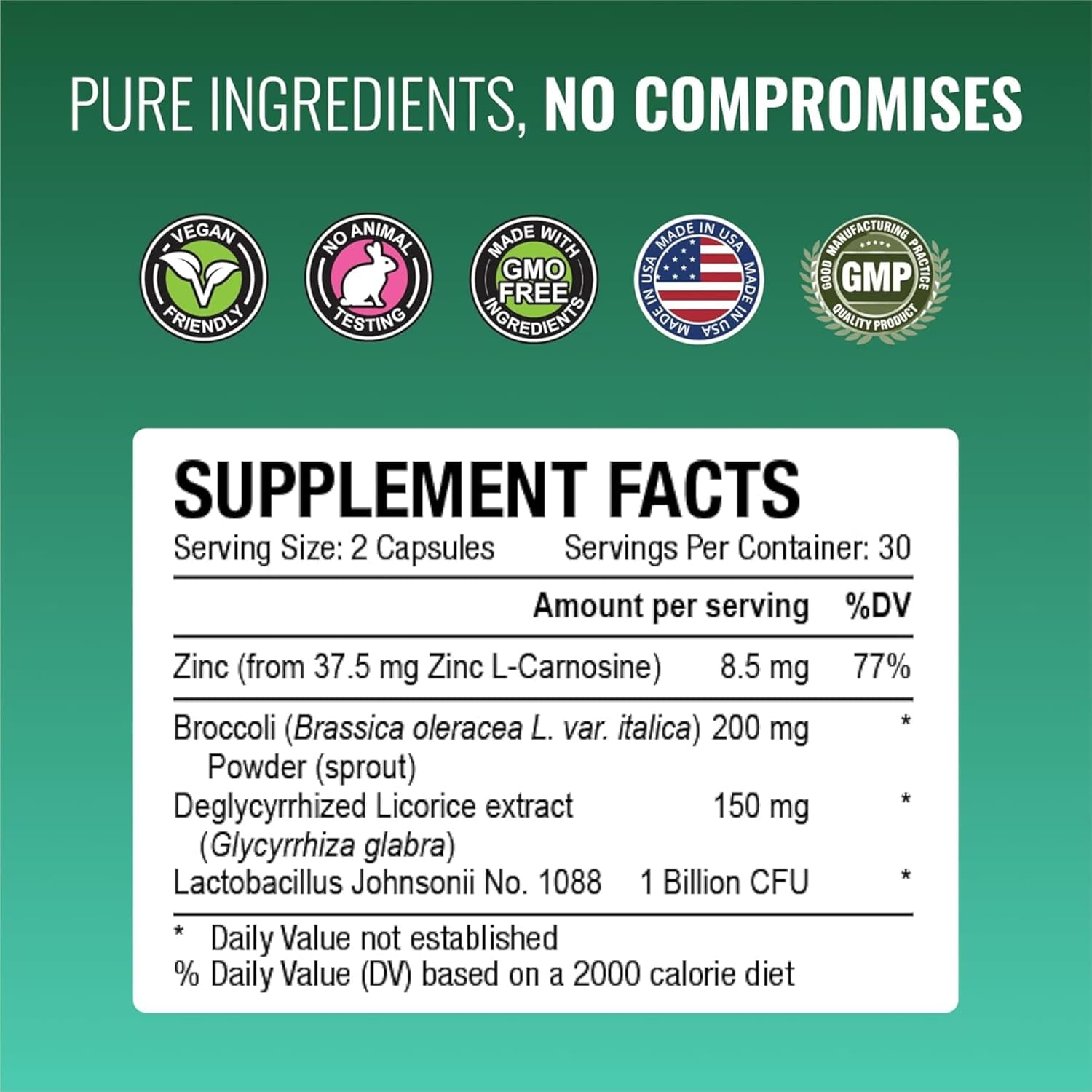 Approved Science Pyloriprin - Advanced Digestive Support for A Healthy Stomach - Zinc L-Carnosine, Probiotic, Broccoli Sprout, Deglycyrrhized Licorice - 60 Capsules - One Month Supply - Vegan - Image 8