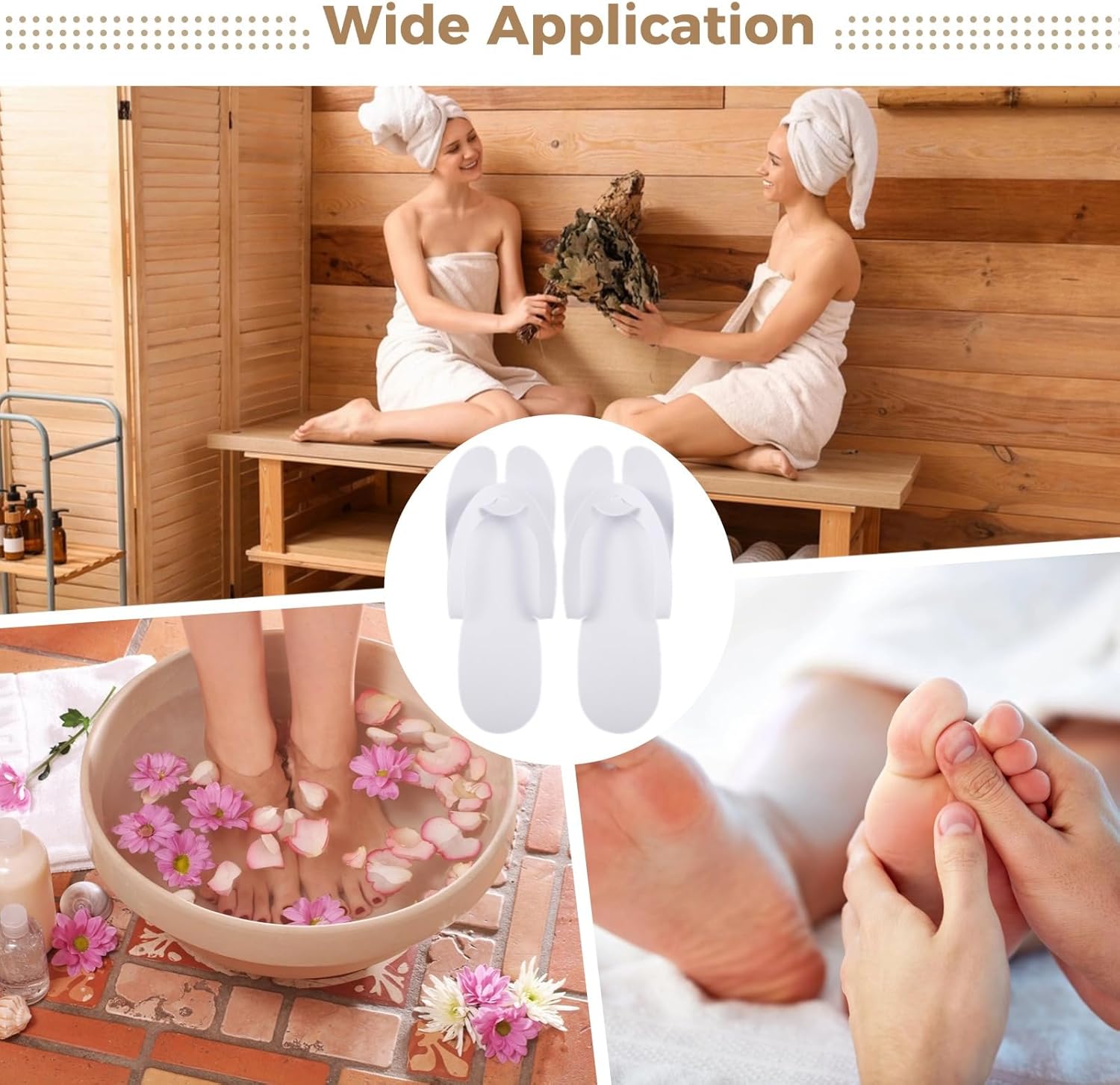 Food Nail Salons, Hotels, Travel, Spa Party Supplies, White Eva Flip-Flops, Easy To Wear, 100 Pairs Disposable Pedicure Slippers, Guest Slippers, Lightweight, Spa Sandals