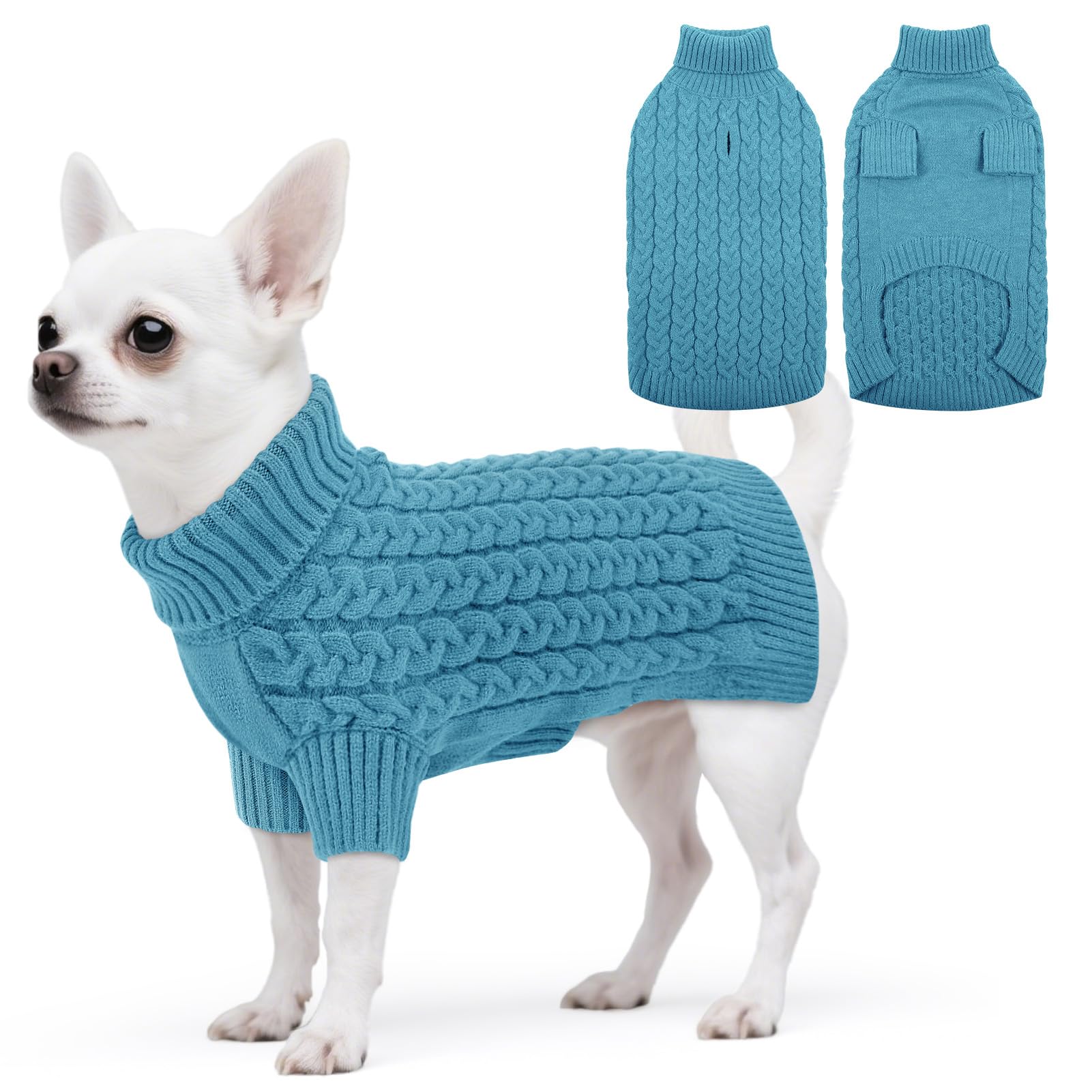 ASENKU Turtleneck Dog Jumper S, Winter Fleece Sweater for Small Dogs