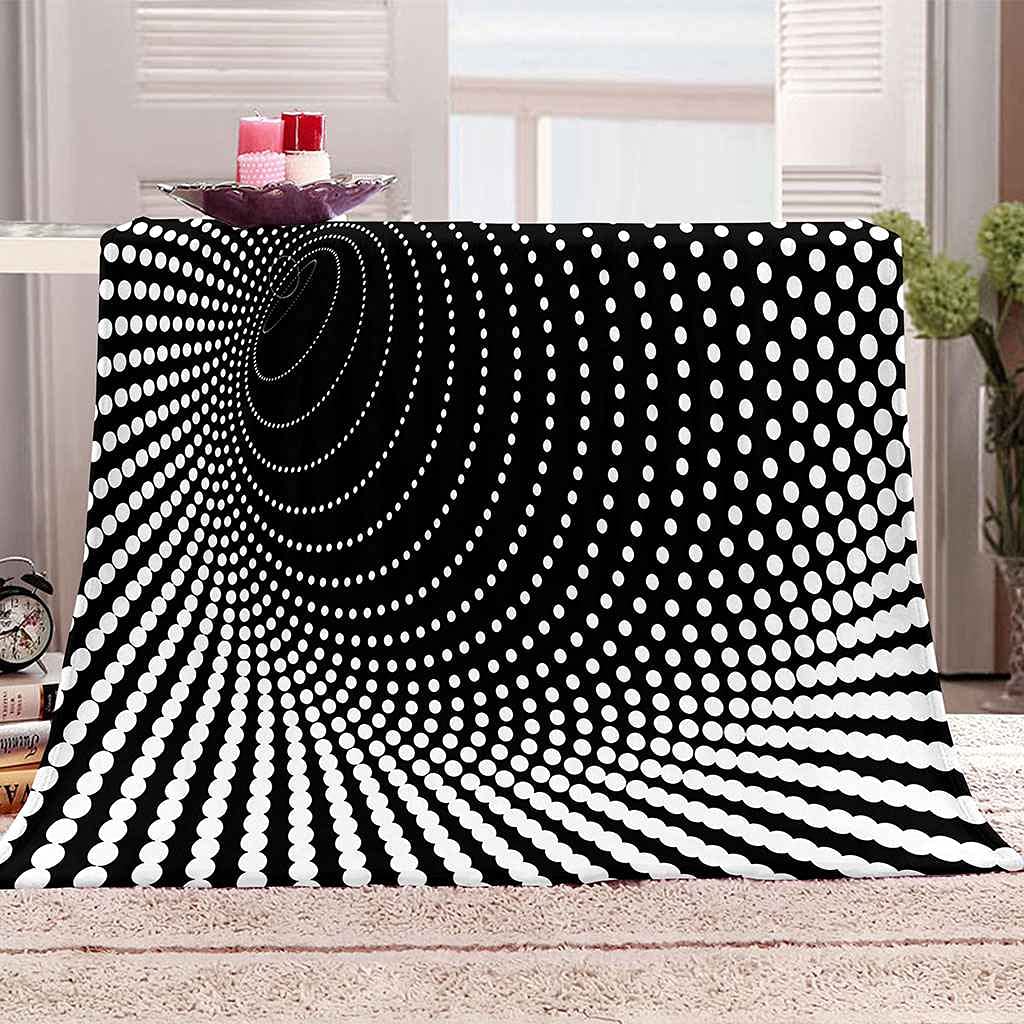 Couverture polaire tunnel temporel noir et blanc en flanelle microfibre douce 150x200cm