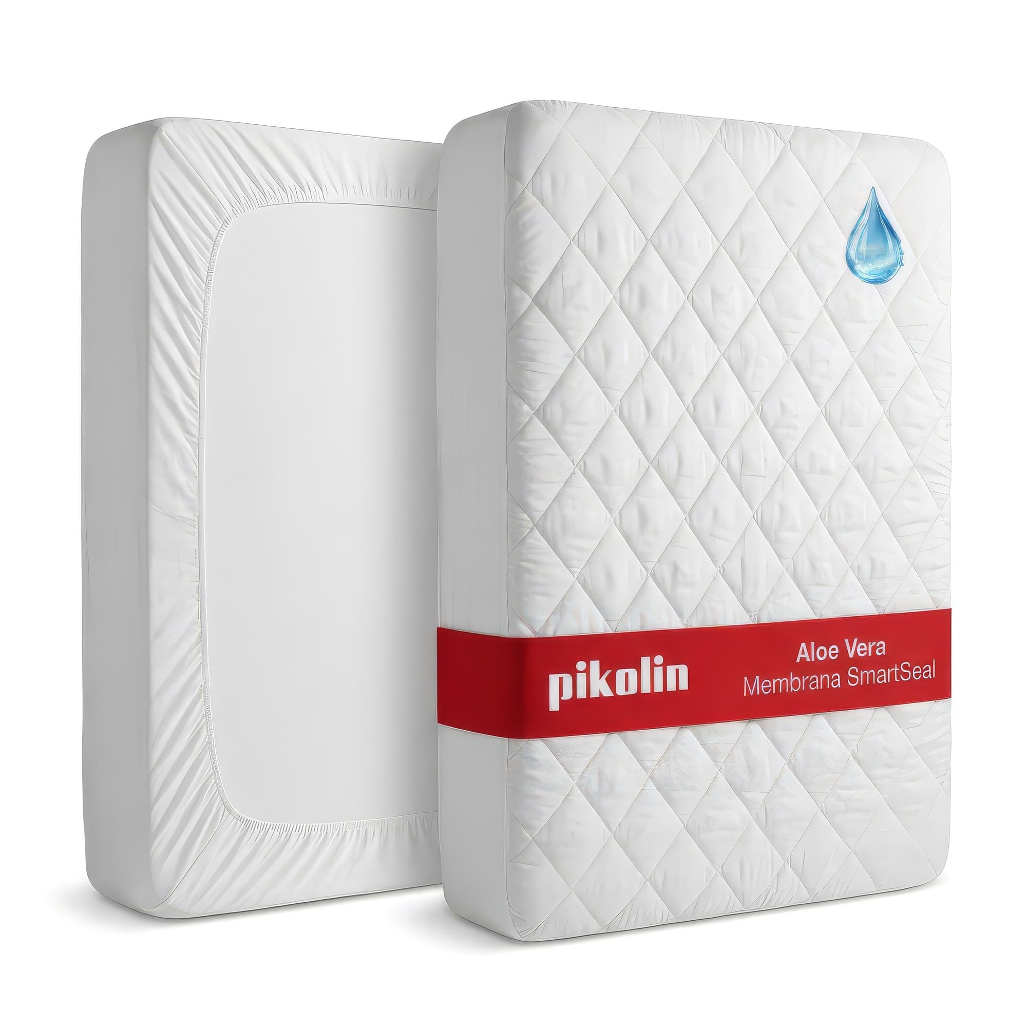 PIKOLIN - Coprimaterasso Impermeabile Aloe Vera 160x200 cm | Trapuntato per Pelli Sensibili, Traspirante | Faldone Elastico 32 cm, Lavabile in Lavatrice | Certificato OEKO-TEX