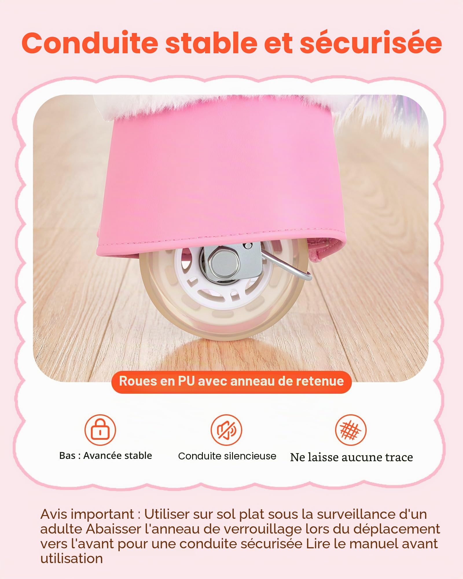 VEVOR Licorne à roulettes pour Enfants dès 6 Ans, Licorne à Monter Fonctionnant sans Pile, Charge Max. 80 kg, Jouet en Peluche avec Siège Rehaussé, Poignées, Pédales et Roues avec Anneau Anti-Recul