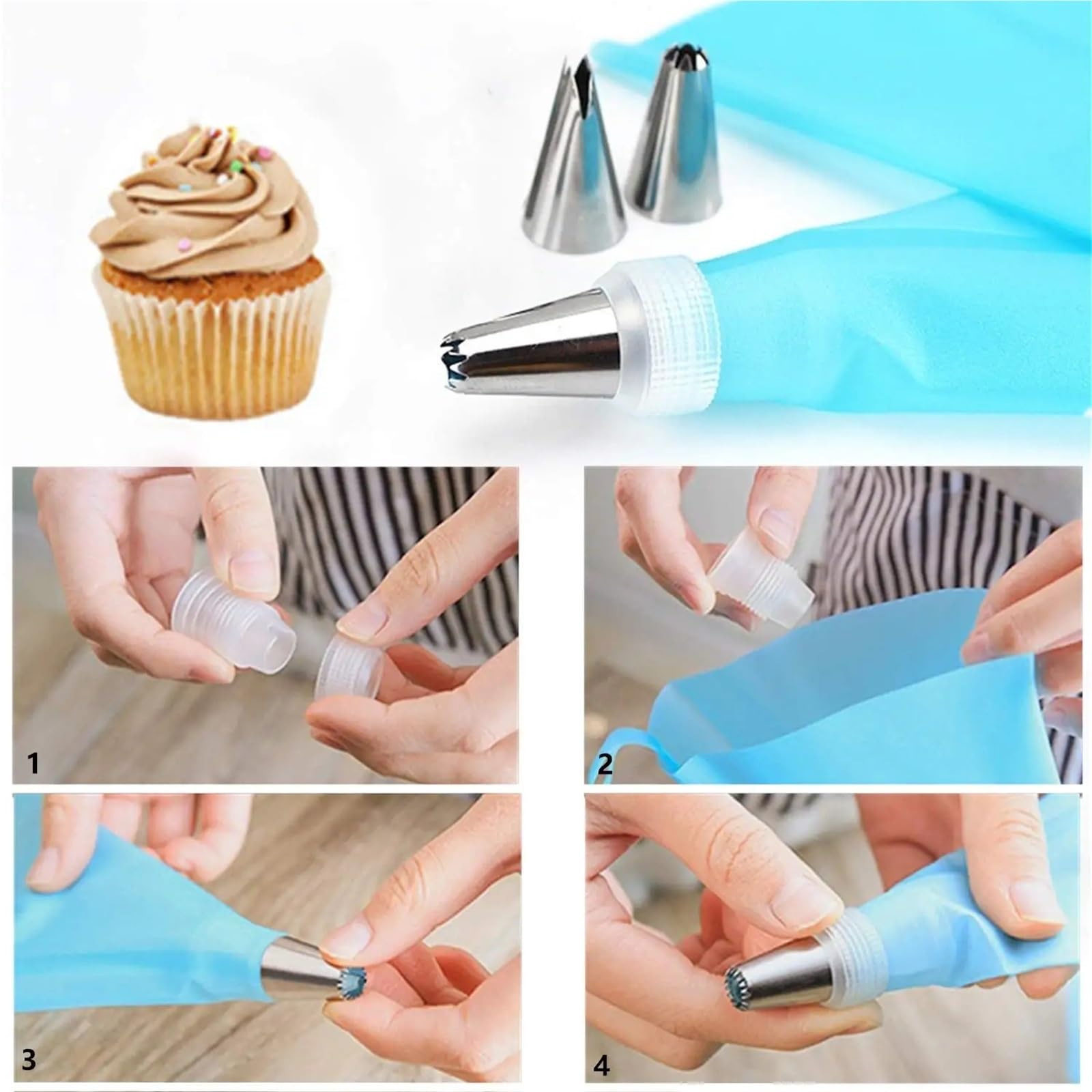 Framing Piping Nozzle, Boquillas for repostería, Juego Profesional for glaseado, Galletas y Cupcakes.(33 Pcs with Box)