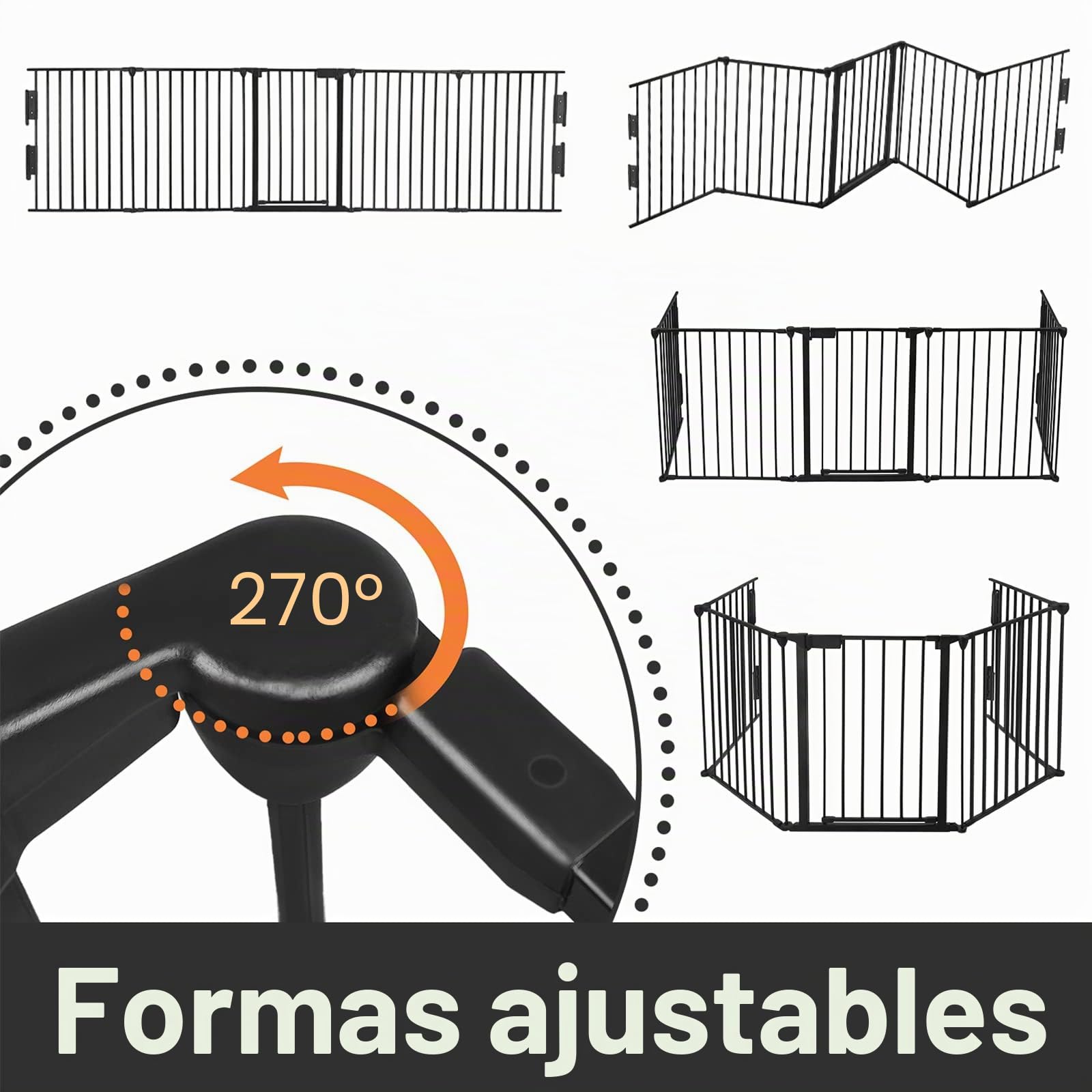 XMTECH Rejilla de protección para chimenea infantil de 5 elementos, aprox. 300 cm, de metal, sin agujeros, para chimenea, para niños, plegable, negro, 75 x 60 cm