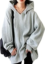 ANTIQUA (アンティカ) Women's Gazelle-Neck Hooded Sweatshirt, Oni Waffle ZA-00265