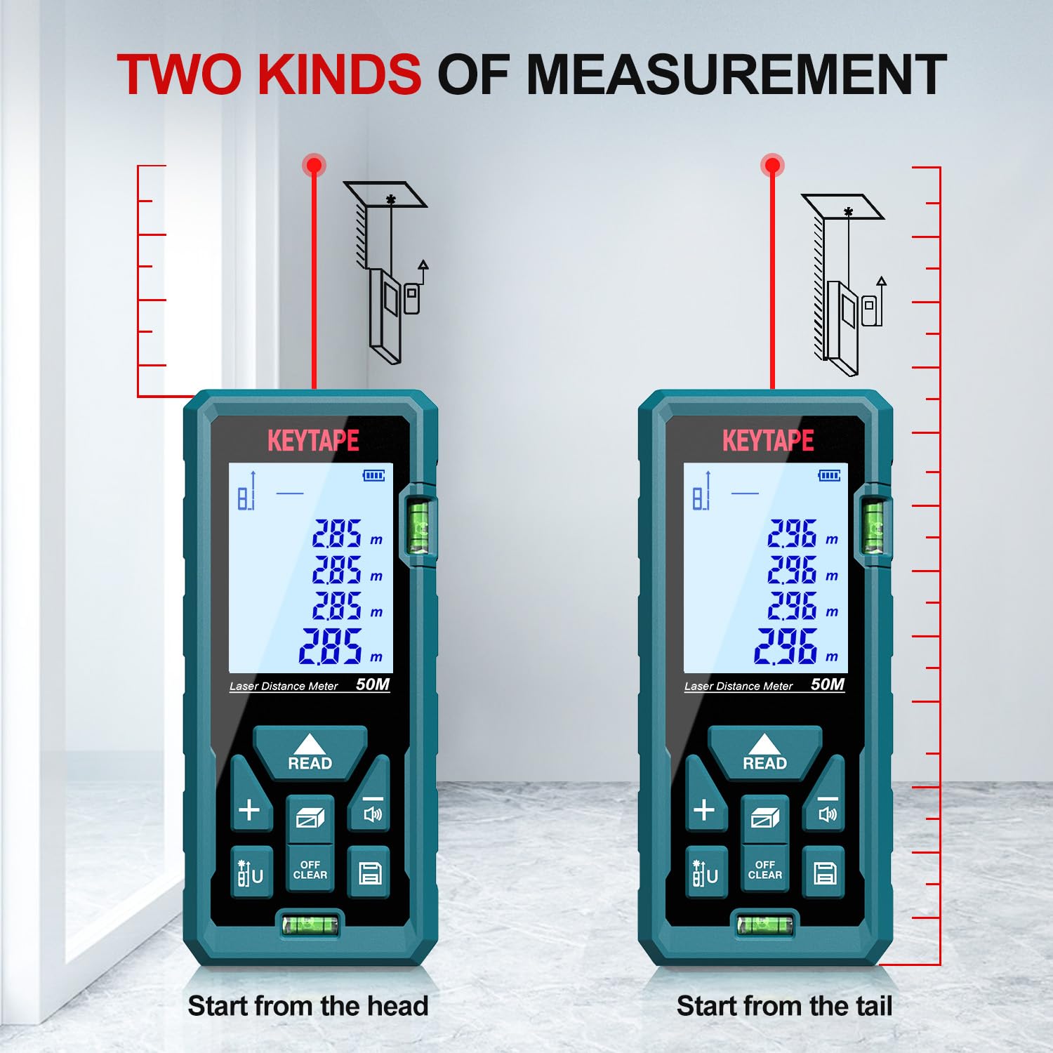 Medidor Láser, DT100 Medidor de Distancia Láser 100M / 328 pies, Medidor de Presión Portátil Herramienta de Medición de Flujo Digital, Pantalla LCD Retroiluminada más Grande de 4 Líneas IP54