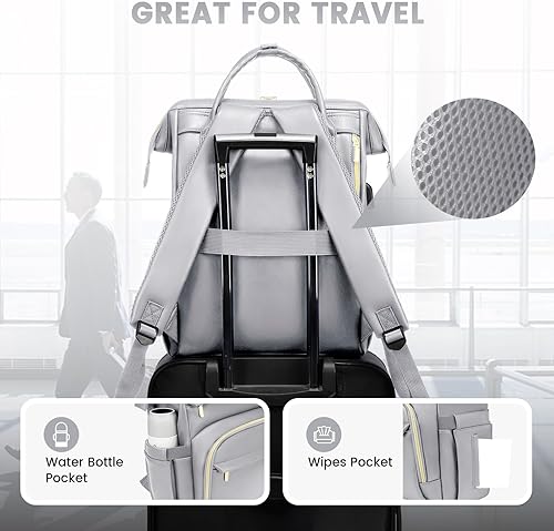 Miniatura 120 de LOVEVOOK Mochila para laptop para mujer, mochila para mujer a la moda, Negro, 15.6 pulgadas