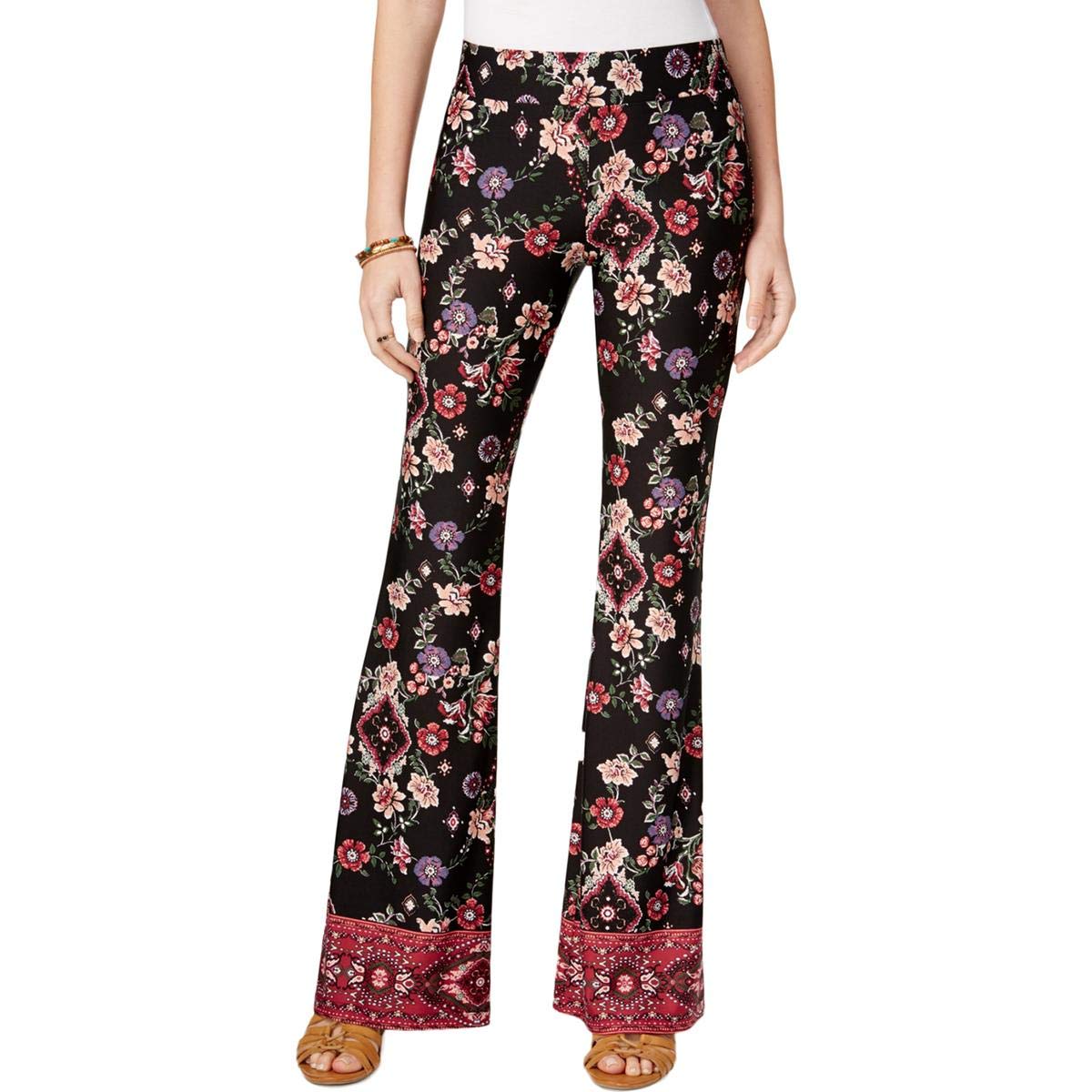 A Byer Juniors Border Print Knit Flare Pant Color L