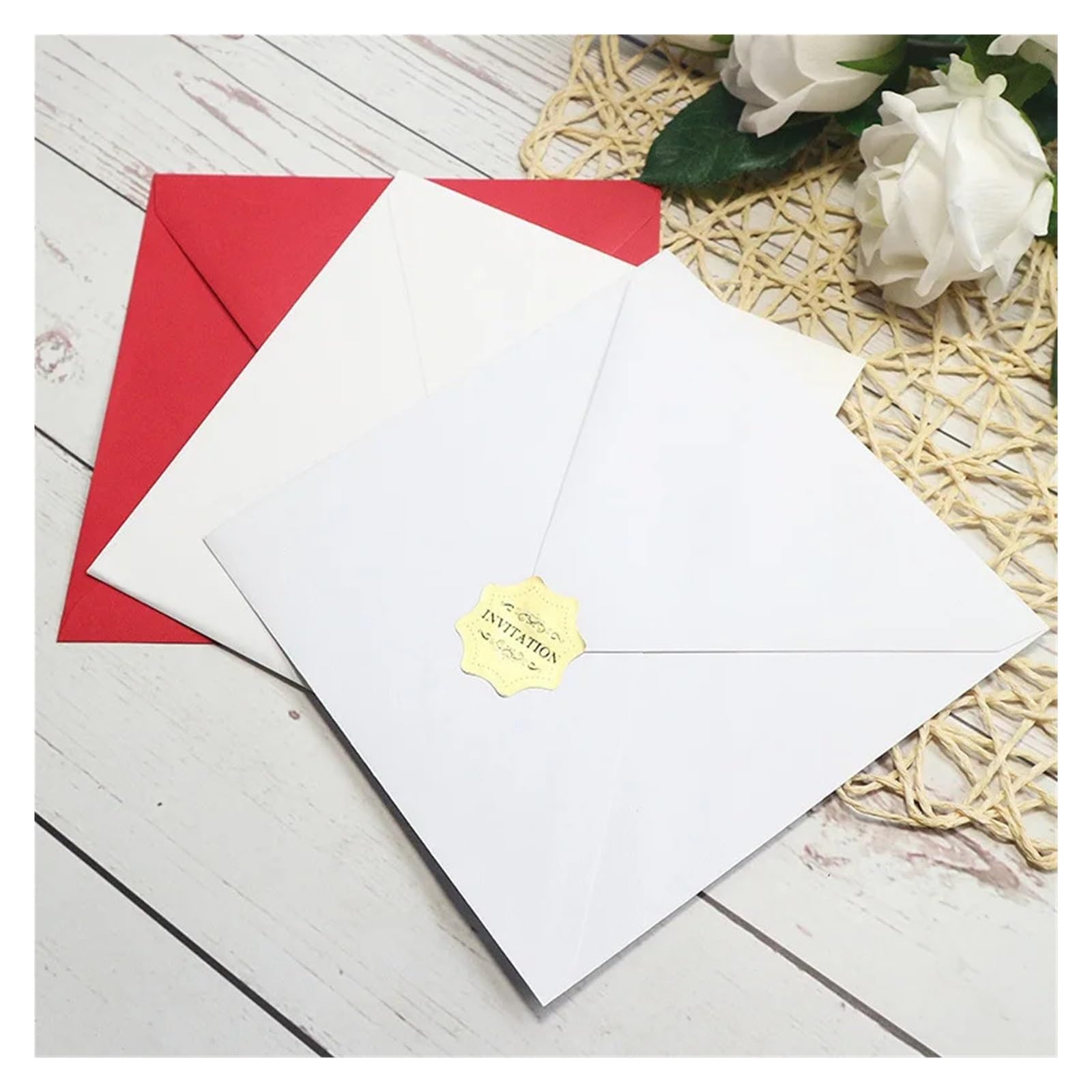 Hochzeit Einladungskarten 15 stücke Weiß Spitze Hochzeit Karte Floral Einladungen for Engagement Geburtstag Taufe Für Hochzeit Geburtstag Muttertag(Red,Whole Set Blank)