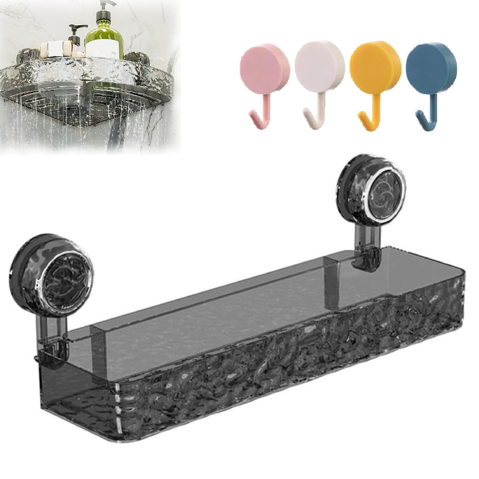 vlrbfl Set Patient Trays Shower Shelf Corrugated Suction Cup Storage Holder No-Drill Corrugated Suction Cup Storage Holder Corner