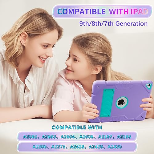 Miniatura 2 de KepaiTok Funda para iPad de 987 generación para iPad de 10.2 pulgadas con soporte, soporte integrado de 2 ángulos para niños, a prueba de golpes,