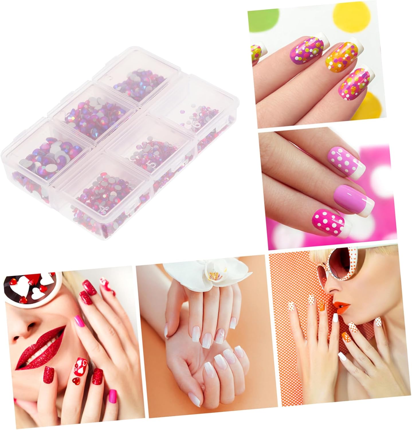 NOLITOY Flatback Rhinestones for Nail Art Compartment DIY Crafting Accessories Sparkling Manicure Charms Ab for Nail Decoration and Creative Designs