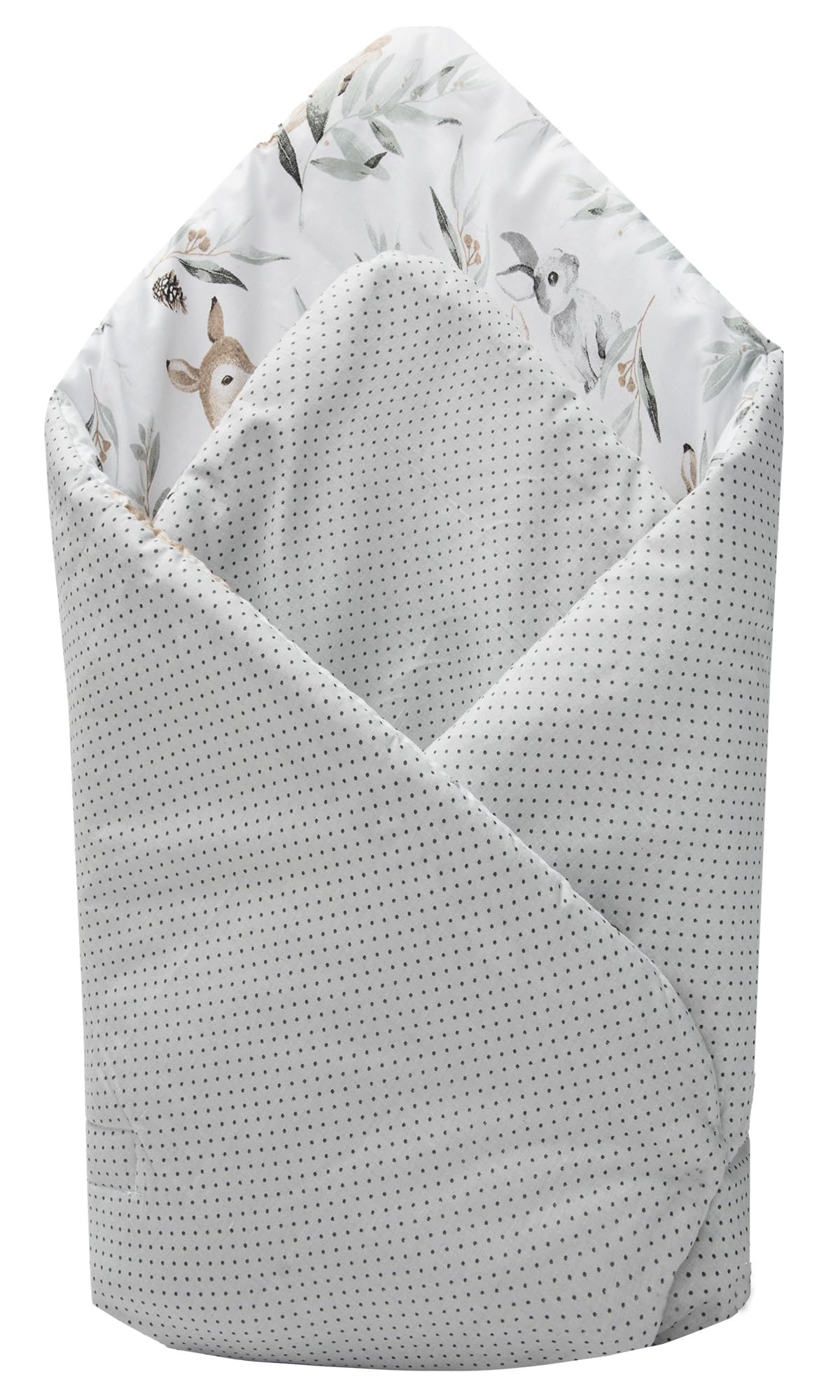 Medi Partners Swaddling Blanket Pillow 100% Cotton 75x75cm Sleeping Bag Double Sided Soft All Year Round Multifunctional Anti-Allergic Babies (Deer in leaves) - Image 2