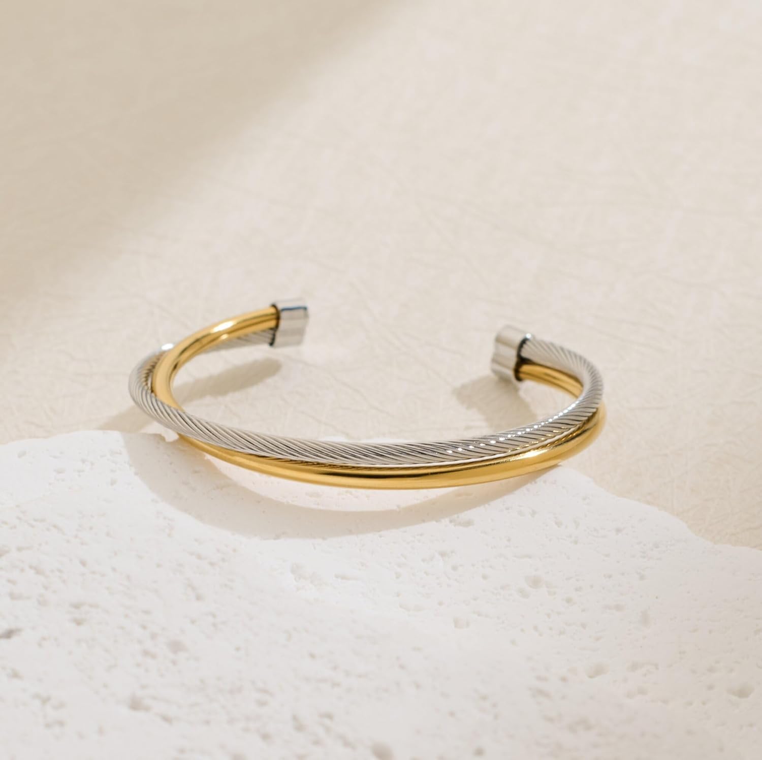 Chunky Gold Bracelet for Women 14K Gold Plated Wide Open Bangle Trendy Boho Statement Bangle Bracelet Fashion Jewelry Gift for Her - Image 4