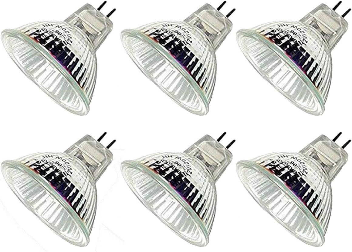 CTKcom MR16 12v 20w Halogen Light Bulbs(6 Pack) - 12 Volt Bi Pin Base,High Lumens, Precision Halogen Reflector Fiber Optic Light Bulb, Glass Cover,6 Pack