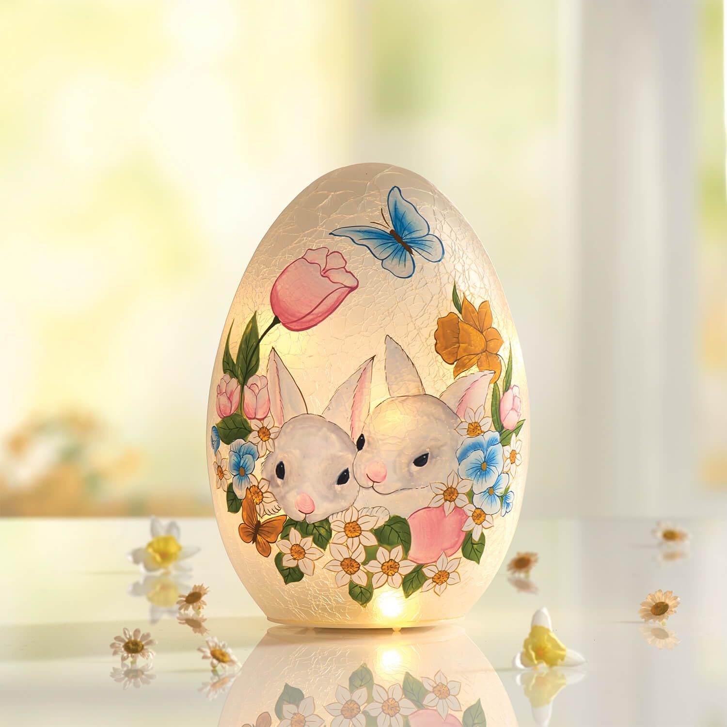 Coopers of Stortford LED Easter Egg Decoration 21cm Glass