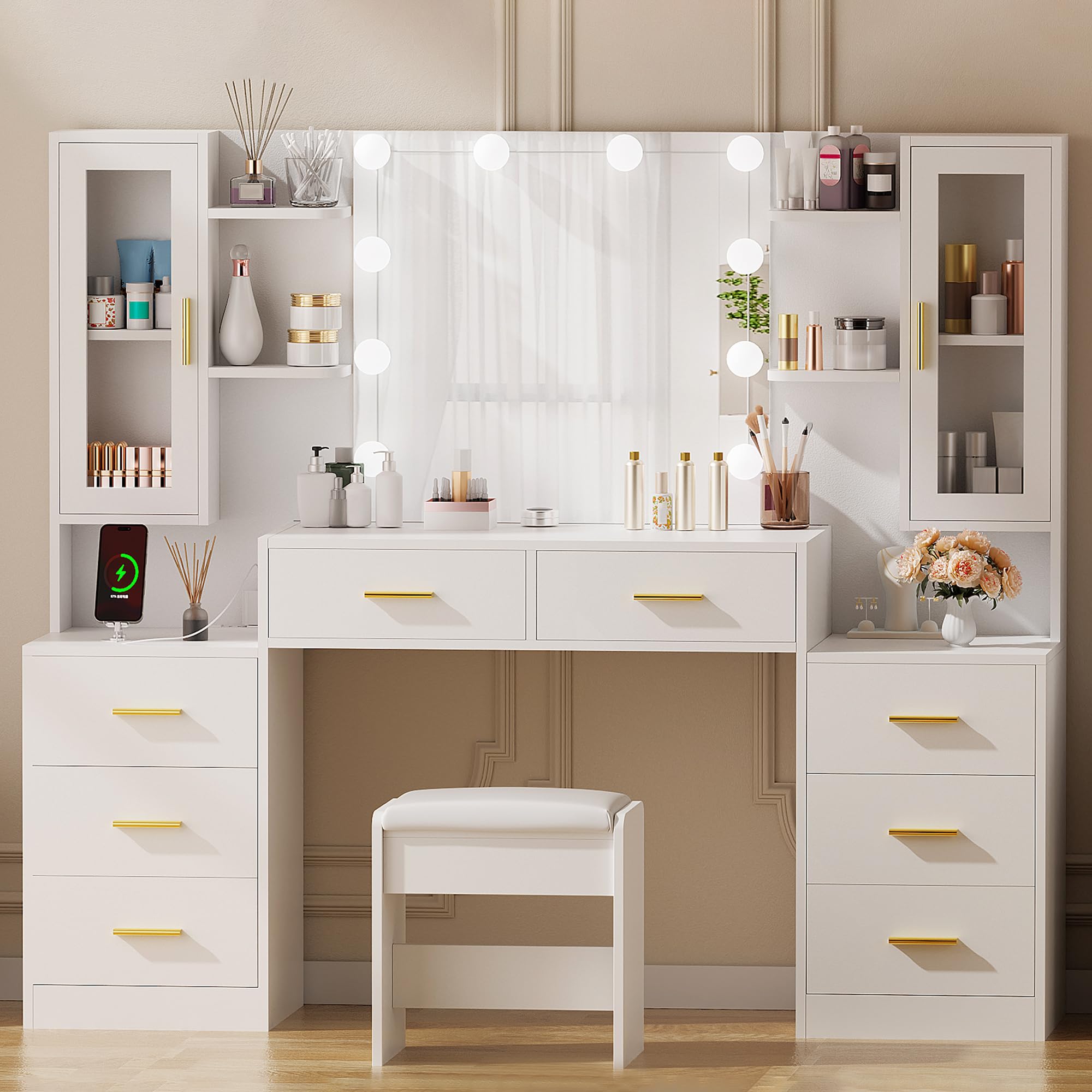 照明付き化粧台-Dressing table with lighting Amazon.com: HUAHUU Vanity Desk with Lights, 37inch Makeup