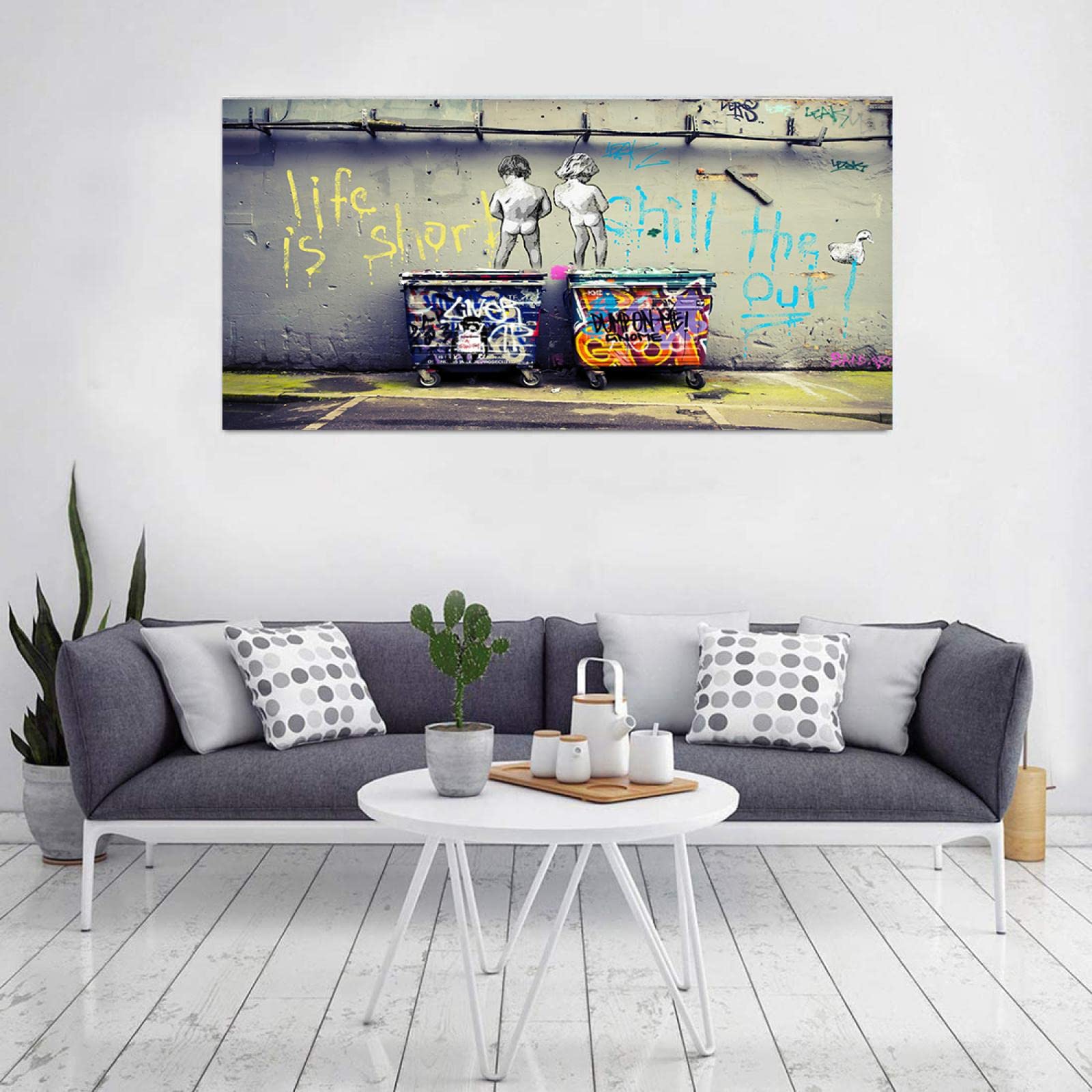 Banksy Graffiti Art lienzo abstracto pintura carteles e impresiones "Life Is Short Chill The Duck Out" pared lienzo arte decoración del hogar