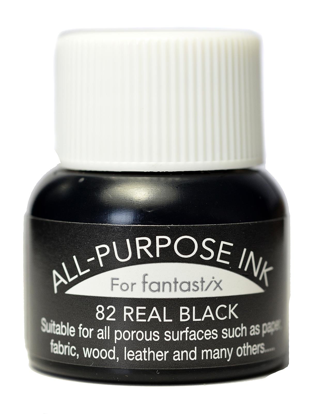 Tsukineko Purpose Black, Real 15 ml Fountain Pen Fabric-Calligraphy Ink-Waterproof, Archival, Non-Toxic-Embossing, 15ml