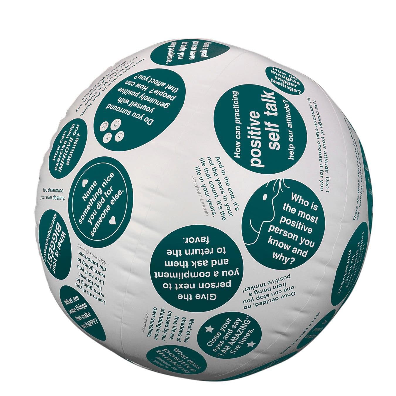 Toss 'n Talk-About Positive Attitude Ball. Beach Ball Style Ball, 16" Flat Diameter. Helps Start Conversations About Feelings, Frustrations and Ways to Adopt a More Positive Attitude.