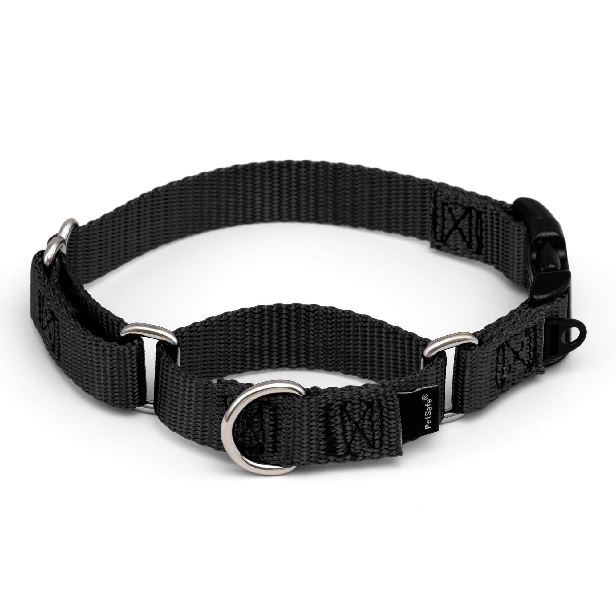 PetSafe Martingale Dog Collar with Quick Snap Buckle - No Pull Dog Collar for Walking Control - Gentle Correction - Durable Nylon Material - Adjustable No-Slip Collar - Black - Small - 3/4 Inch Wide