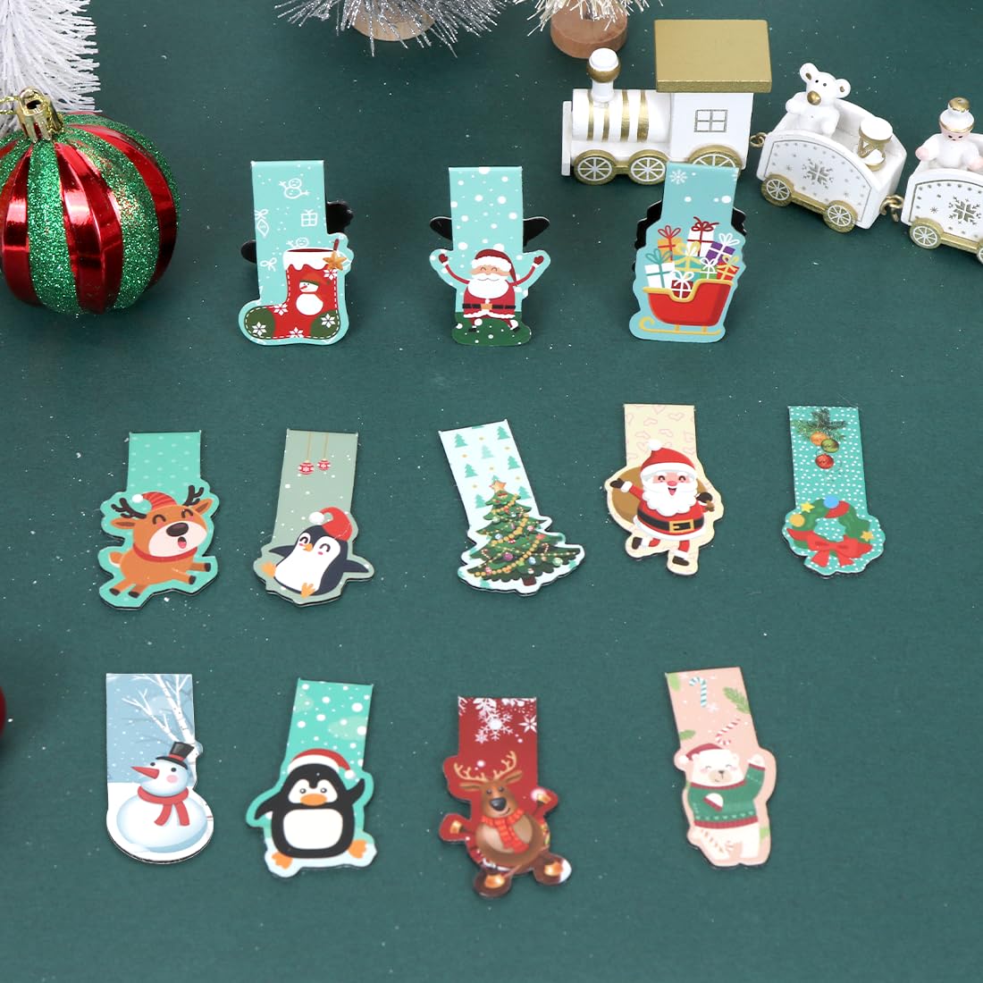 30 Piezas Marcadores Magnéticos De Navidad, Marcadores De Libros Navideños Niños, Lindo Marcadores Magnéticos Coloridos Con Patrón De Reno Y Santa, Regalos Navidad Para Estudiantes Profesores