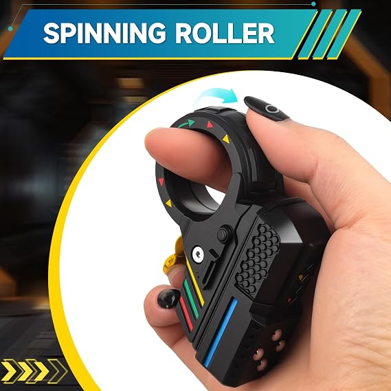 Fidget Gun, Fidget Slider, Fidget Cliker Spinne 4 in 1 Focus Stress Relief Desk Toy for Men Adults, Plasitc Finger Ring Hand Roller Toy for Autism Anti Anxiety ADHD