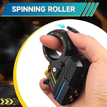 Fidget Gun, Fidget Slider, Fidget Cliker Spinne 4 in 1 Focus Stress Relief Desk Toy for Men Adults, Plasitc Finger Ring Hand Roller Toy for Autism Anti Anxiety ADHD