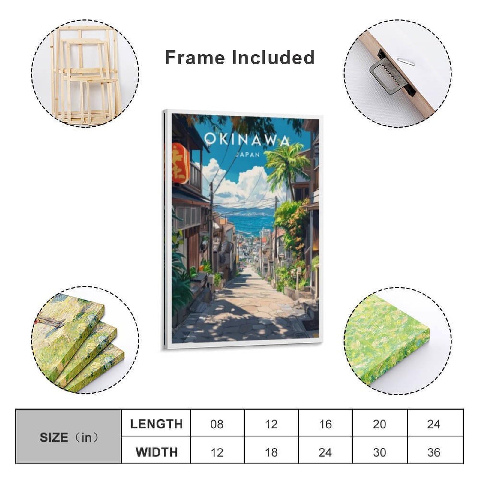 Amazon.com: Okinawa (2) Travel Poster Canvas Wall Art Print