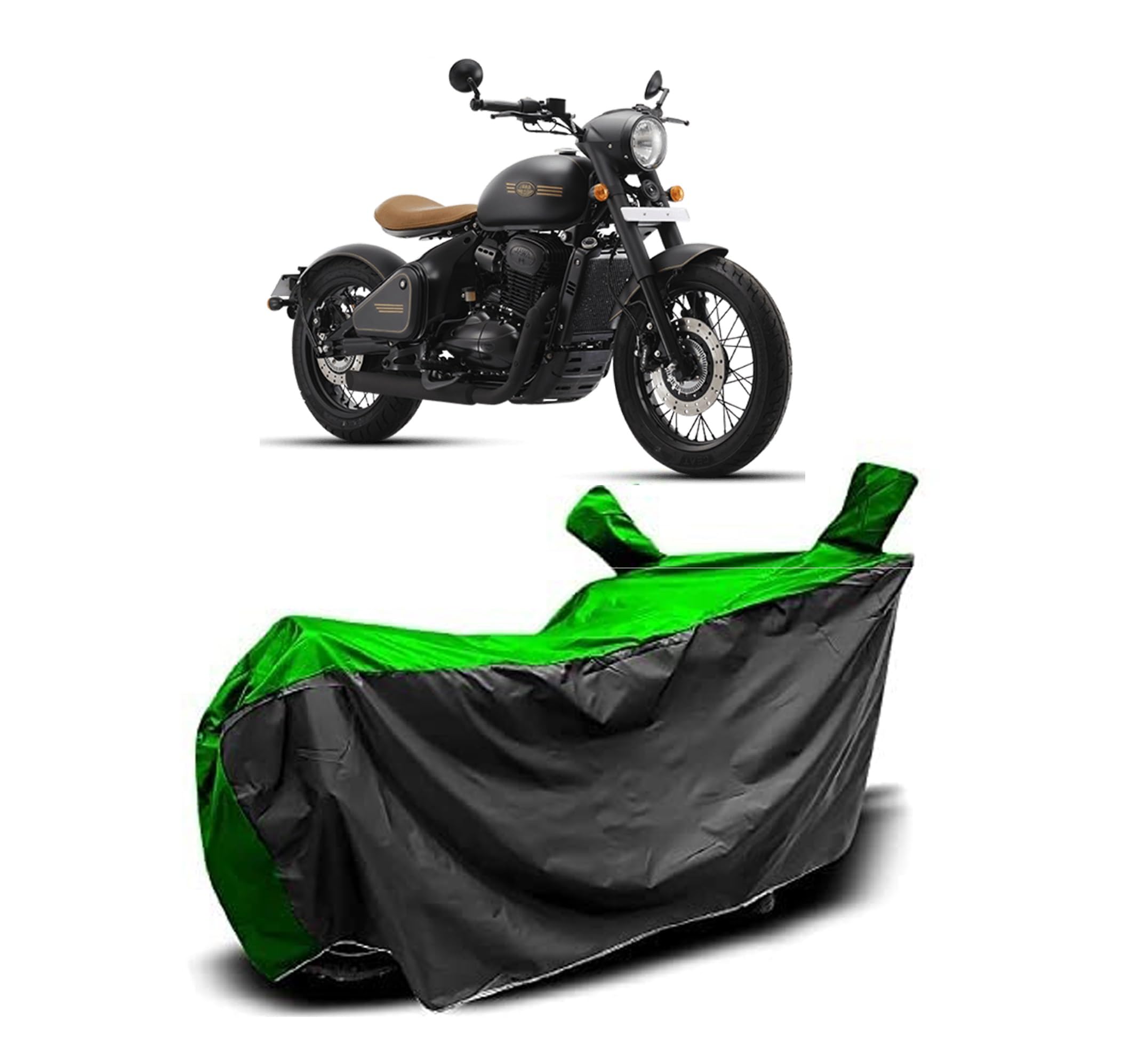 Willton™- Jawa Perak BS6 Bike Cover with Waterproof and Dust Proof Premium Polyester Fabric_Perfect Size(Green Stripe) (B08XC9BQY7) Amazon Price History, Amazon Price Tracker