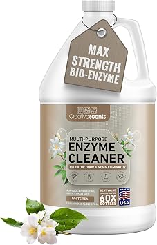 Creative Scents Multipurpose Enzyme Cleaner & Odor Remover | Super Concentrated for Floor, Carpet, Drain | Pet Urine Odor Eliminator | Enzyme Cleaner for Cat Urine & Dog Poop | 1 Gallon - White Tea