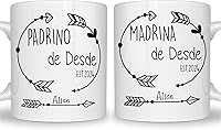 Vista 8 de Padrinos De Bautizo Propuesta Set 2 Tazas Café 15Oz, Quieres Ser Mi Madrina est 2024, Regalo de propuesta de padrinos, Para Niño, Niña, Dios padres
