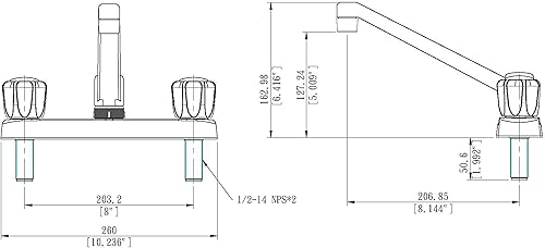 Miniatura 2 de Laguna Brass 1300SACP RVMotorhome Grifo de cocina giratorio no metálico de dos manijas