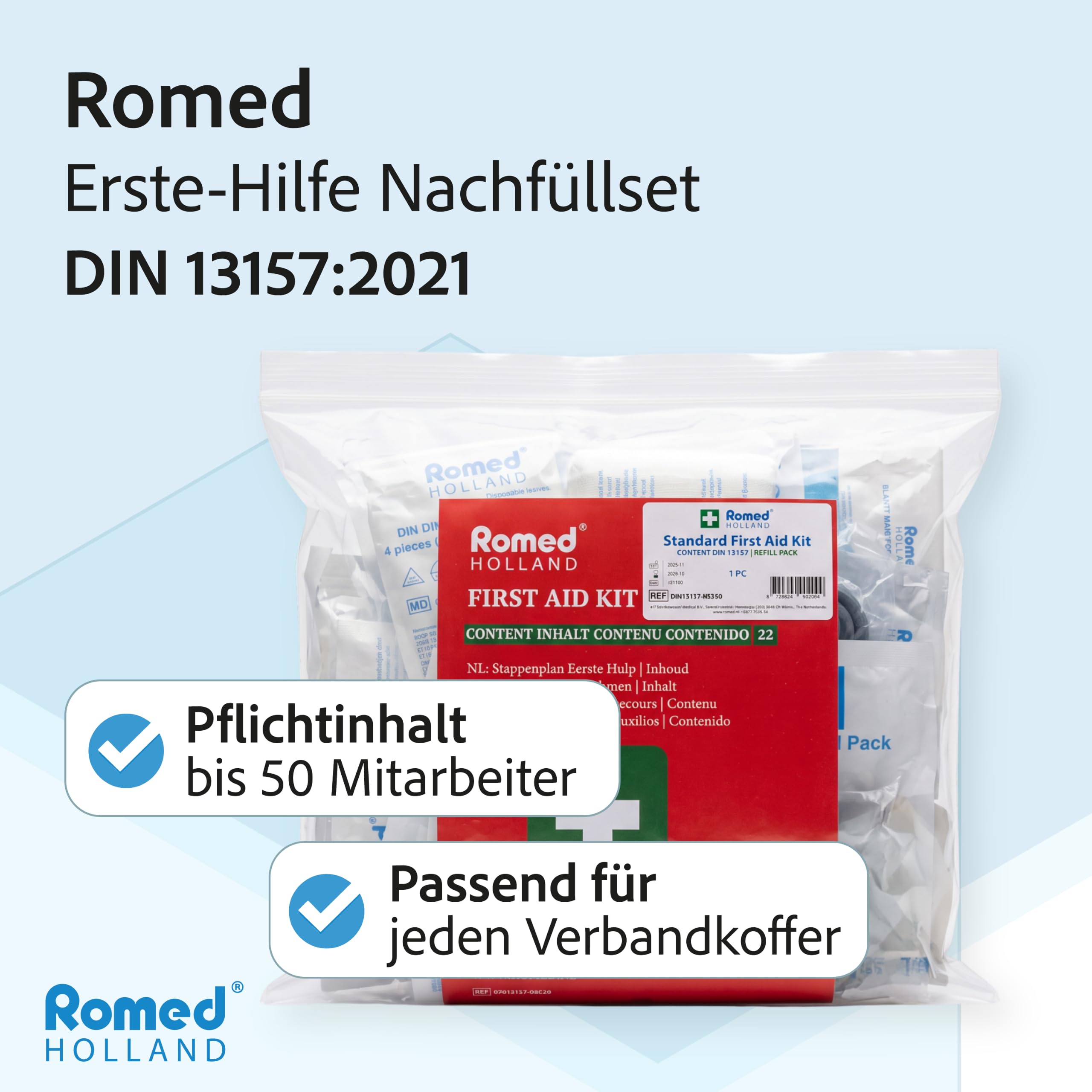 20x ROMED Erste Hilfe Nachfüllset DIN 13157 für Erste-Hilfe-Koffer