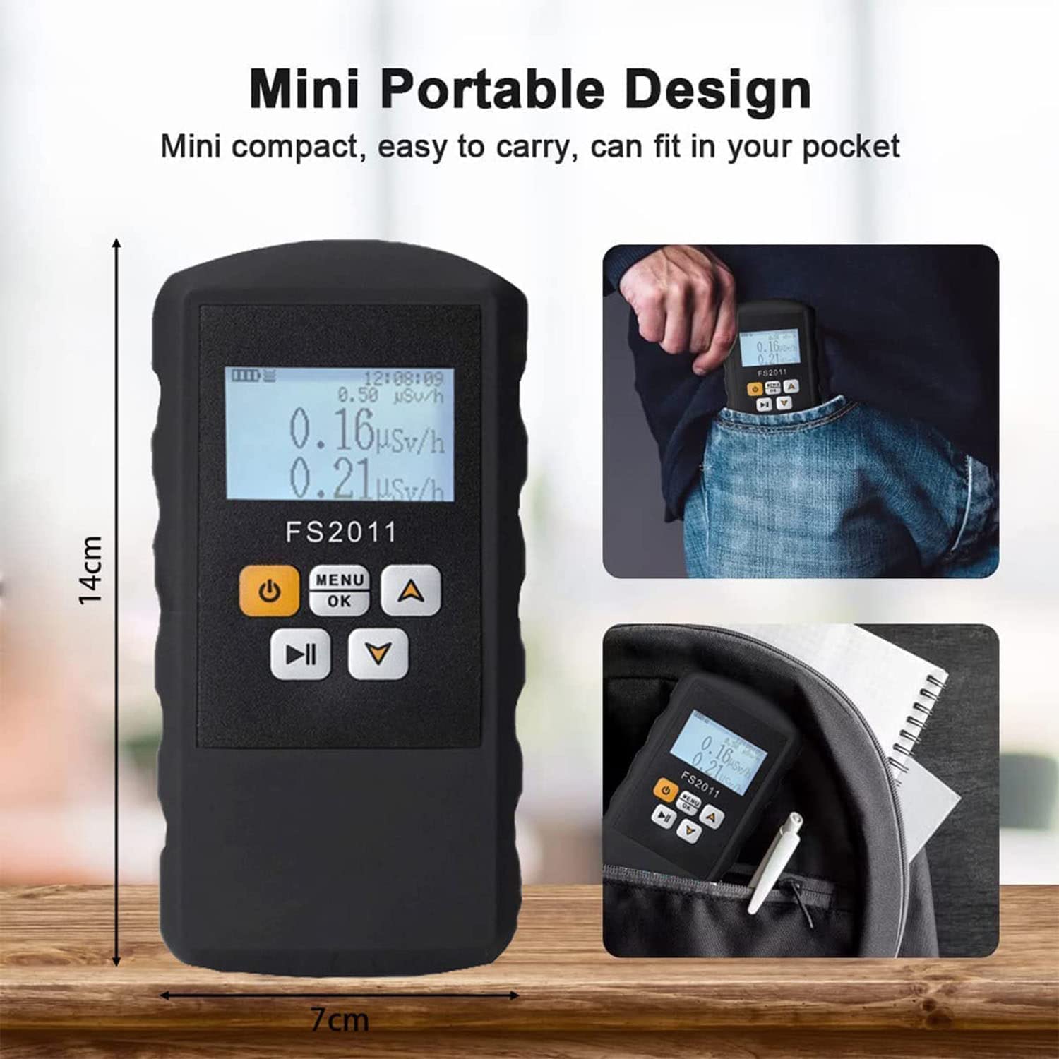 Detector de radiación nuclear profesional: dispositivo de alarma de dosificación de contador Geiger con pantalla LCD, detector de radiación personal, monitor de dosímetro portátil