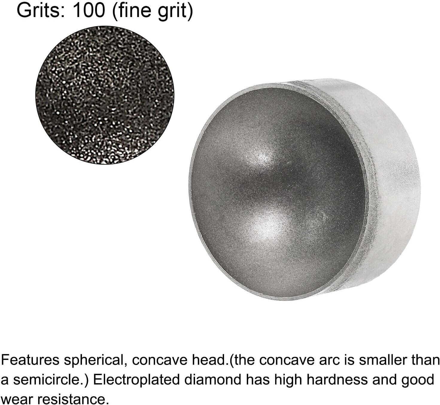 Toolparts And Accessories 40mm 600 Grits Diamond Mounted Point Spherical Concave Head Bead Grinding Bit (#CN#130824-12827)