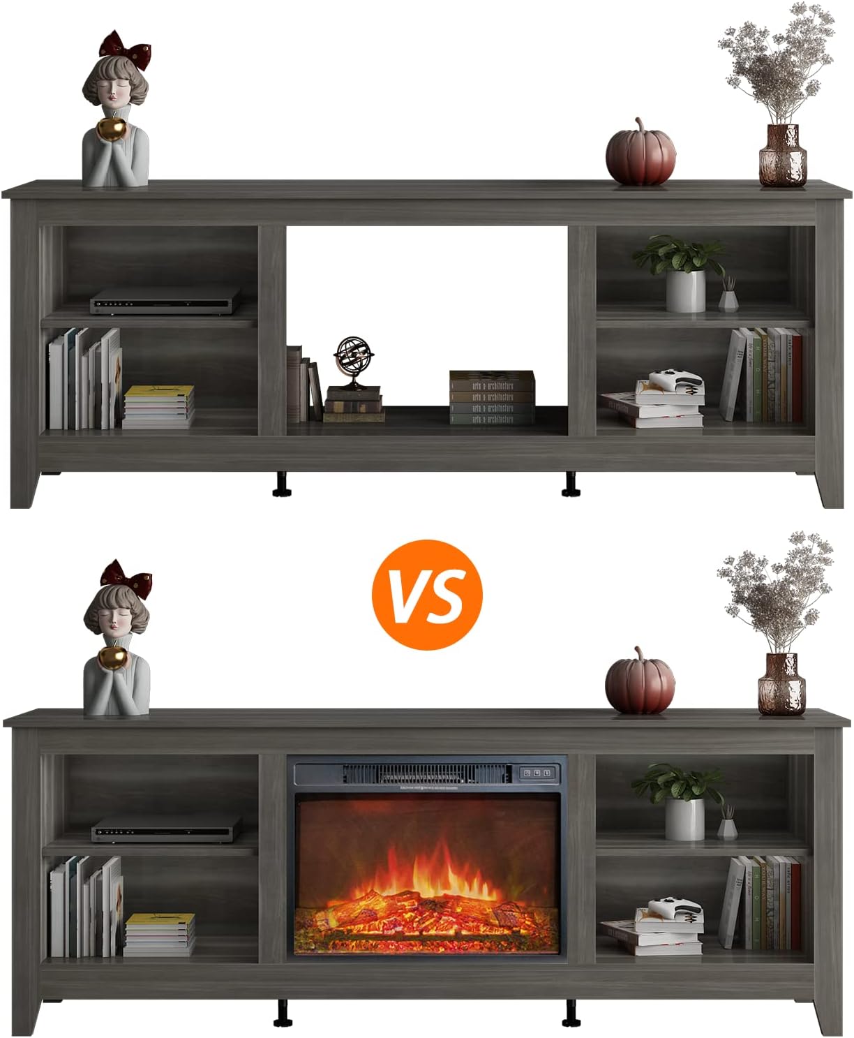 Buy Rometyhus Fireplace TV Stand for 75 Inch TV, Electric Fireplace