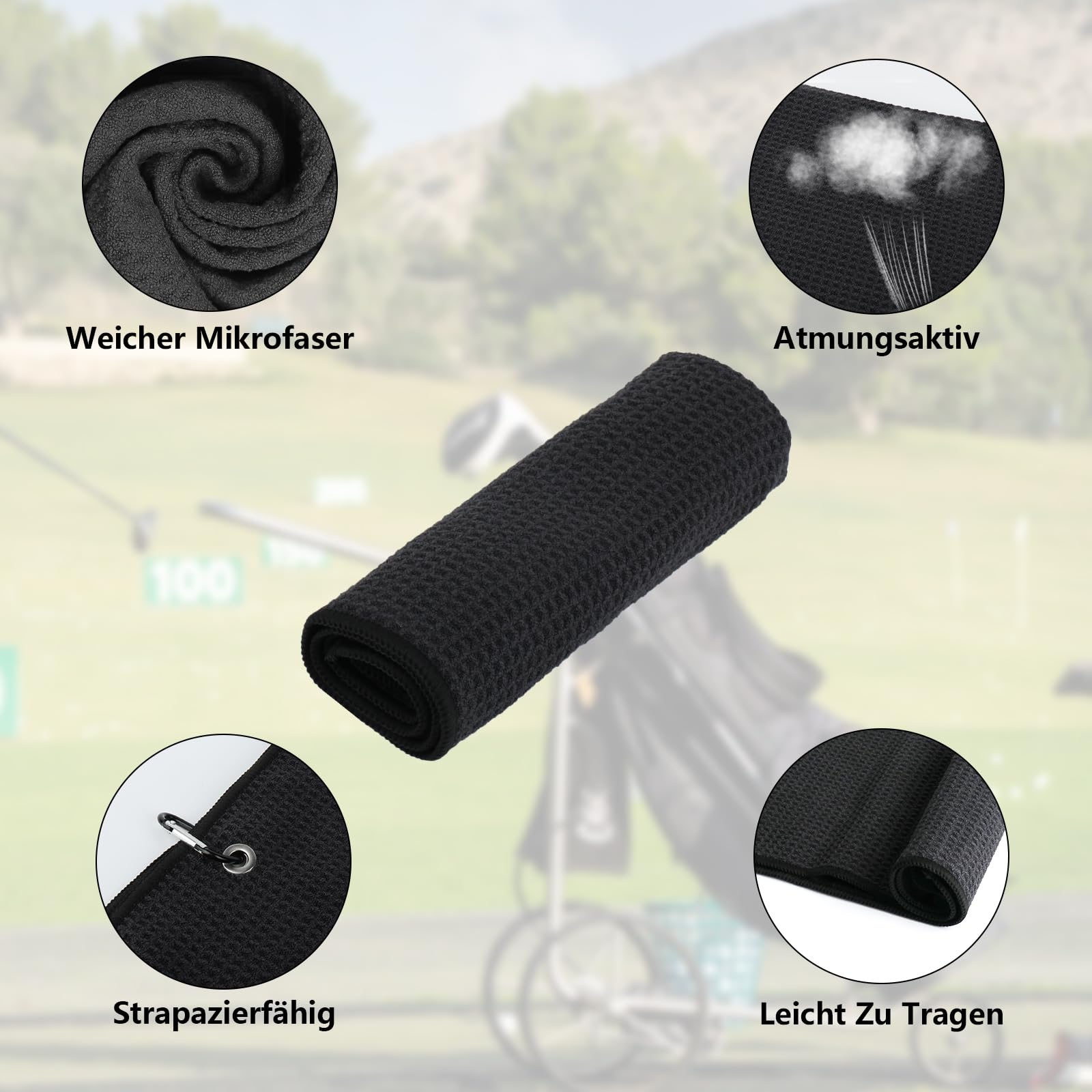 4 Pz Asciugamani da Golf, 40 x 40 cm Asciugamano da Golf in Microfibra Personalizzati per uomo e donna, accessori golfs, yoga e palestra