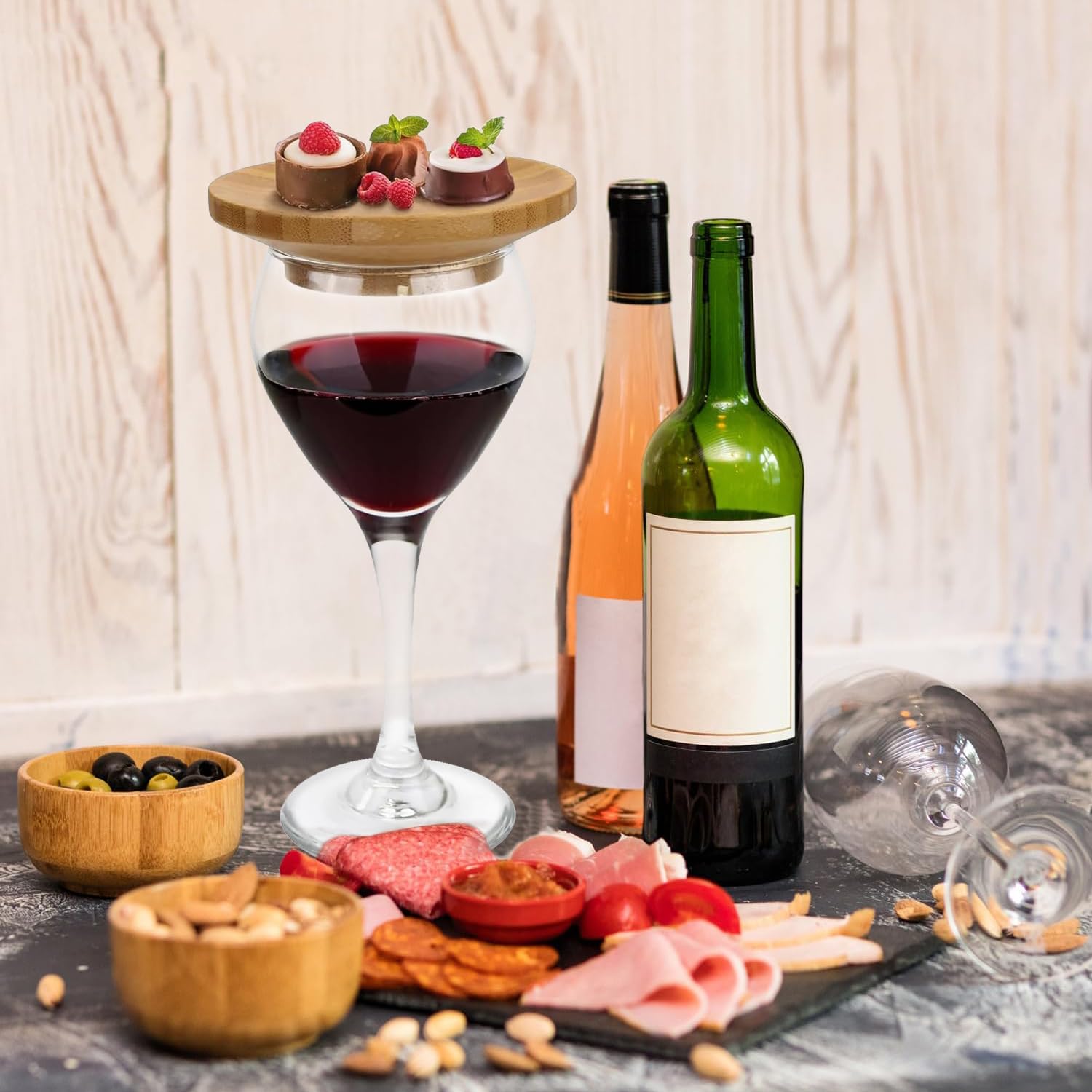 FZMEHL 8 Pcs Wine Glass Charcuterie Topper, 4" Mini Charcuterie Boards, Wine Appetizer Plates For Family Gatherings, Restaurants, Bars - View #7