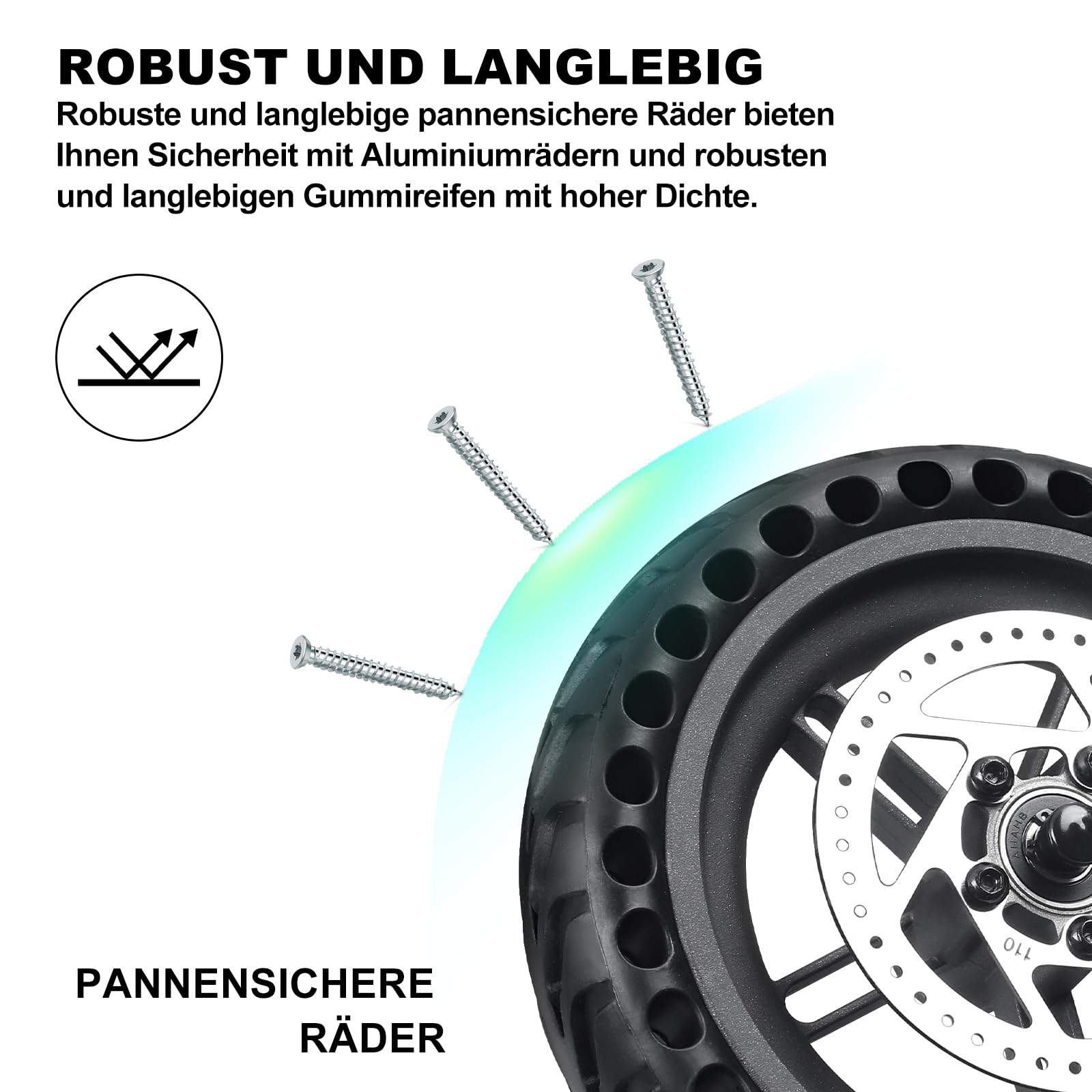 Roue Arrière pour Trottinette Xiaomi M365 / 1S, 8,5" Pneu Alvéolé Anticrevaison avec Jante et Disque de Frein 110mm