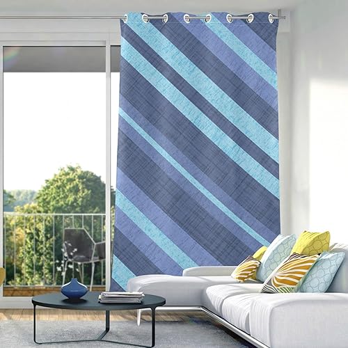 Miniatura 5 de Blue Diagonal Stripes Blackout Curtains for Bedroom 84 inches Window Curtain Panels for Apartment Curtains for Sliding Glass Door Closet Curtains