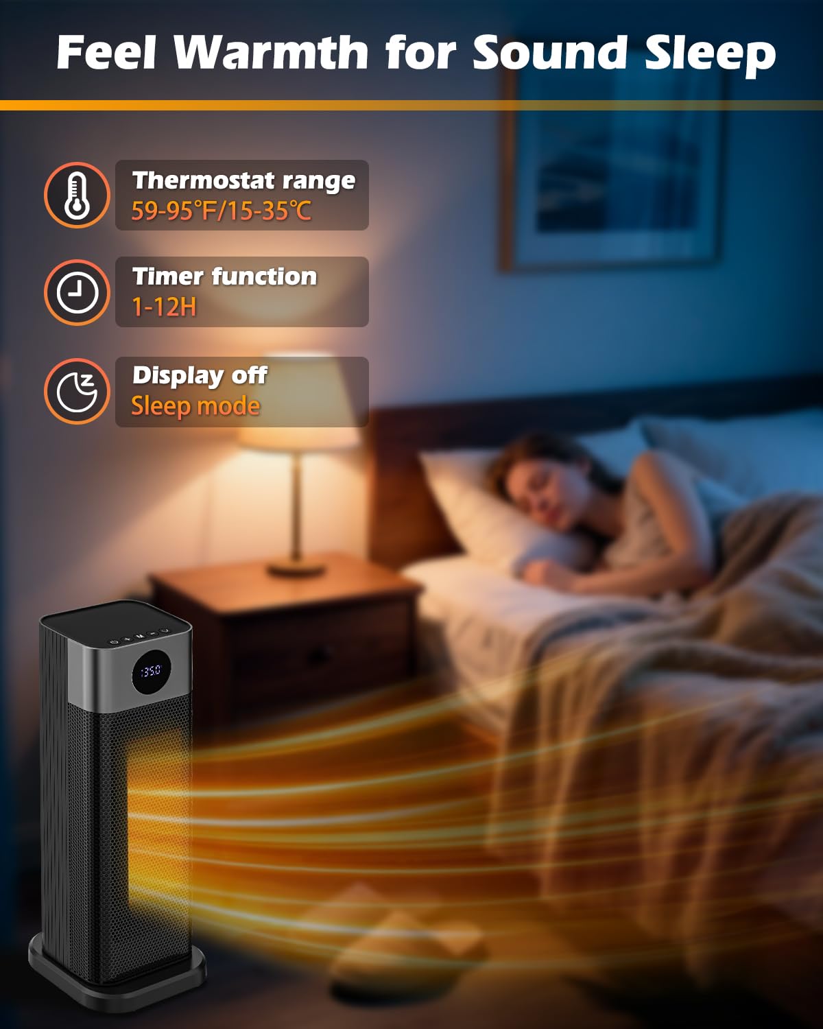 Sendowtek Calefactor Bajo Consumo 2000W, Space Heater con Control Remoto, Temporizador de 12H, Oscilación de 70°, Termostato, Calentador Eléctrico Portátil para Interiores Oficina Dormitorio