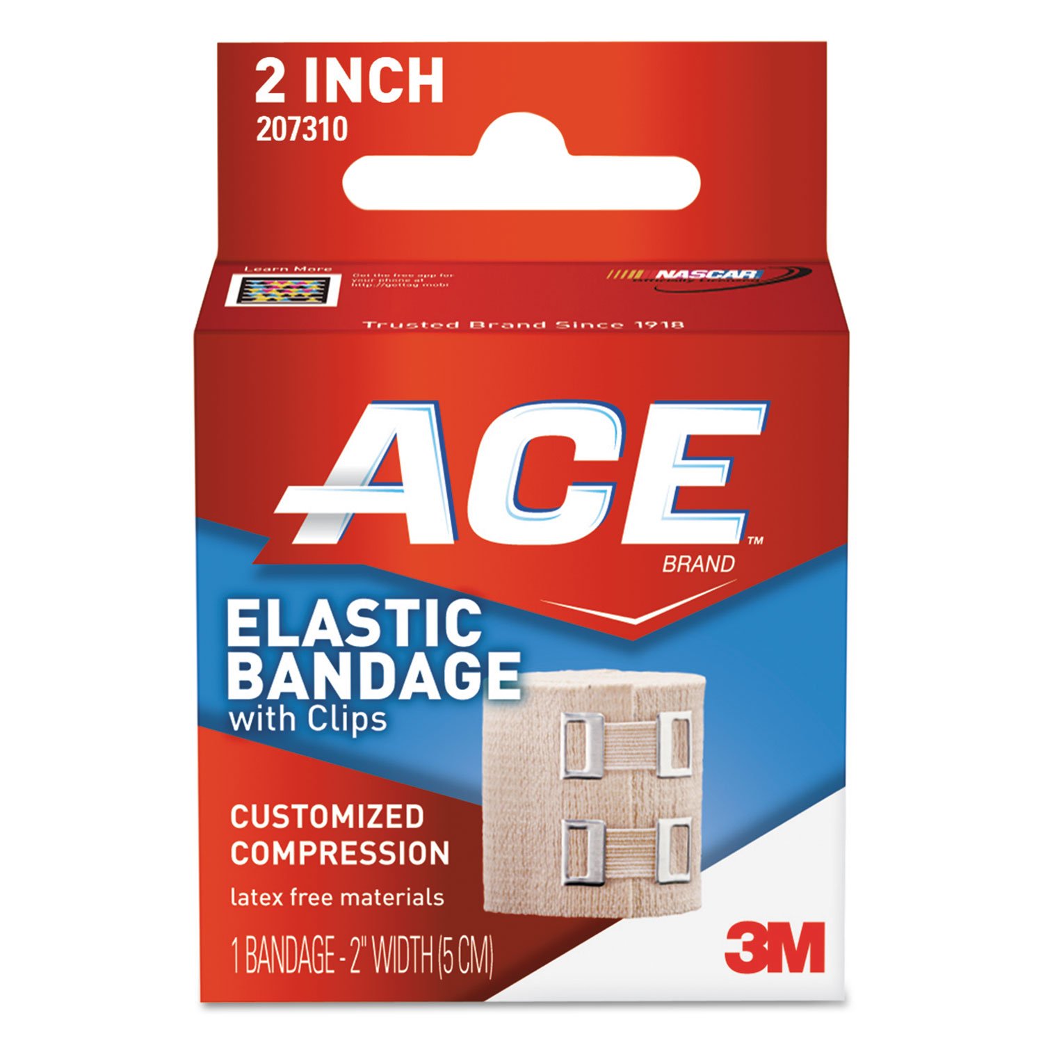 3M 207310 Ace Elastic Bandage with E-Z Clips, 2-Inch x 50-Inch, 1-Bandage