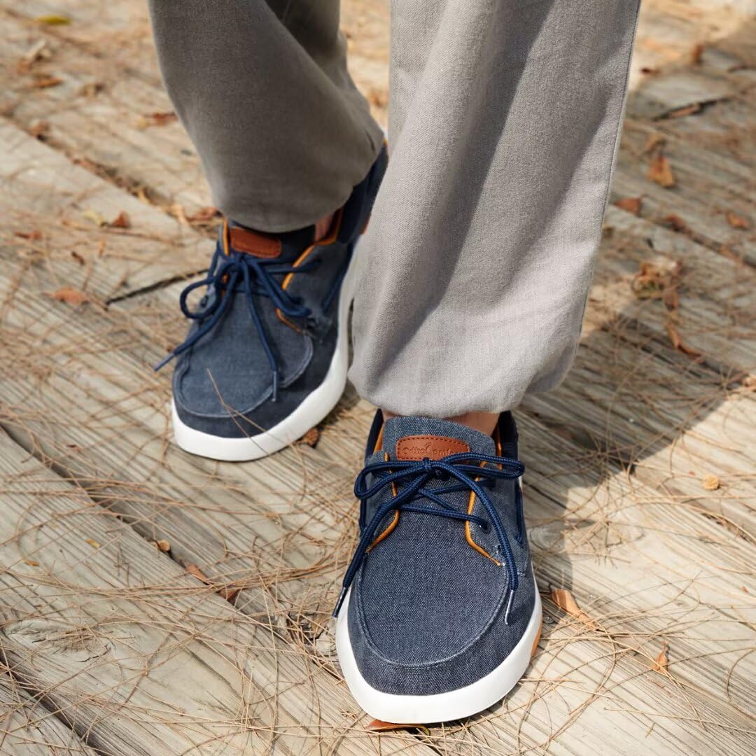 OrthoComfoot Men's Orthopedic Slip-On Loafers Walking Shoes: Casual Canvas Plantar Fasciitis Loafers with Arch Support, Comfortable Orthotic Shoes for Foot and Heel Pain Relief - Image 2