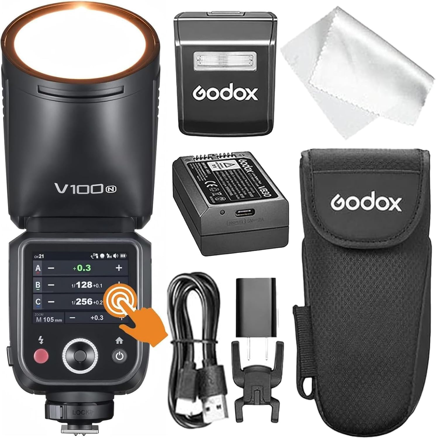 Godox Flash de cámara V100N Speedlite, Flash de Pantalla táctil V100 N, TTL HSS 1/8000s, Compatible con Nikon Z6III Z8 Z5 Z50II Z50 Zfc Z6II Z30 Z6 Z50II Z7II Z8 Z9 y D3500 D850 D7500 D56000 D5300