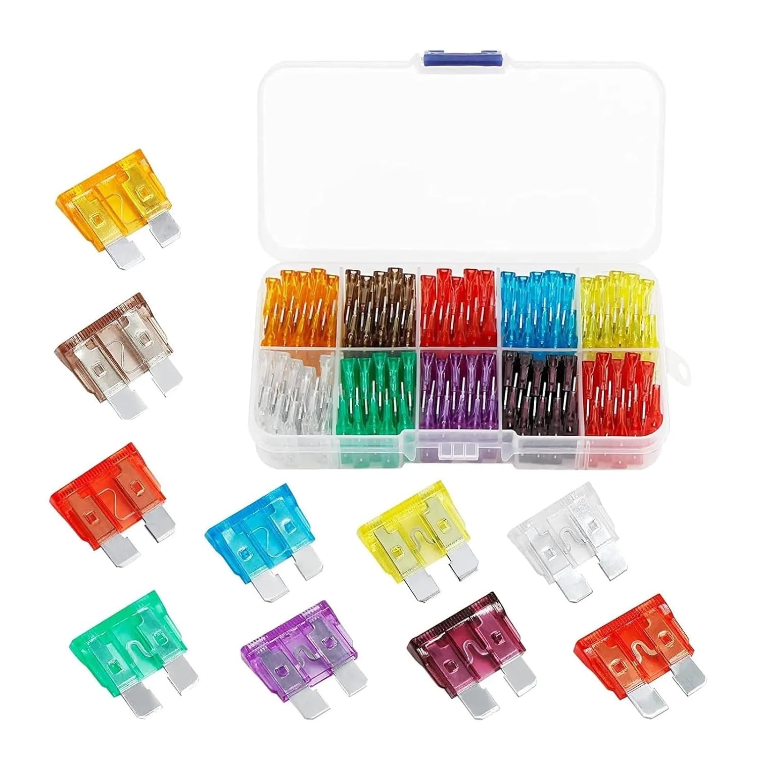 100PCS Standard Car Fuses Assortment Kit, Blade-Type Automotive Fuses Replacement Fuses for Car/RV/Truck/Motorcycle/Boat